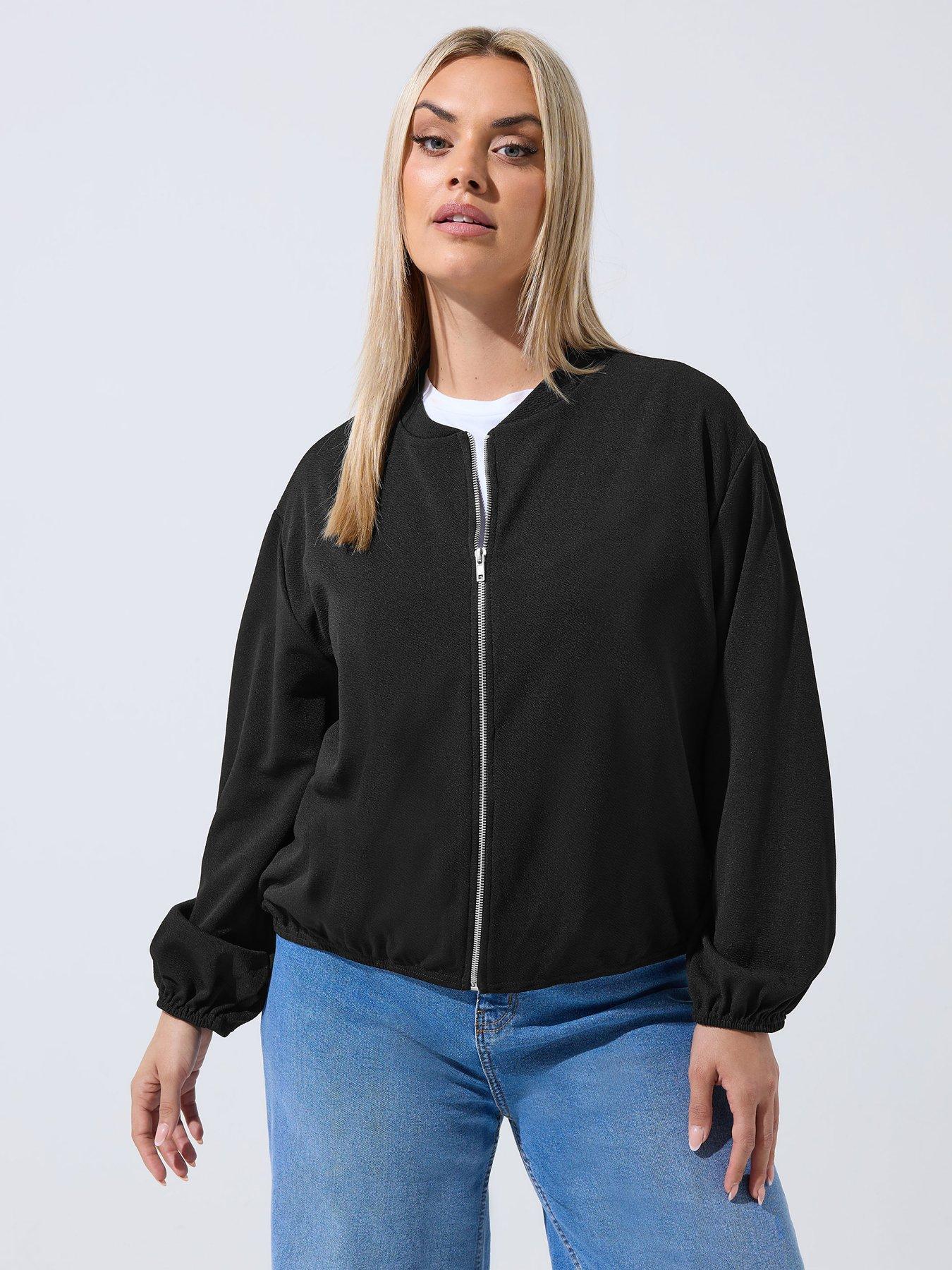 Image 4 of 6 of Yours Curve Zip Bomber Jacket - Black