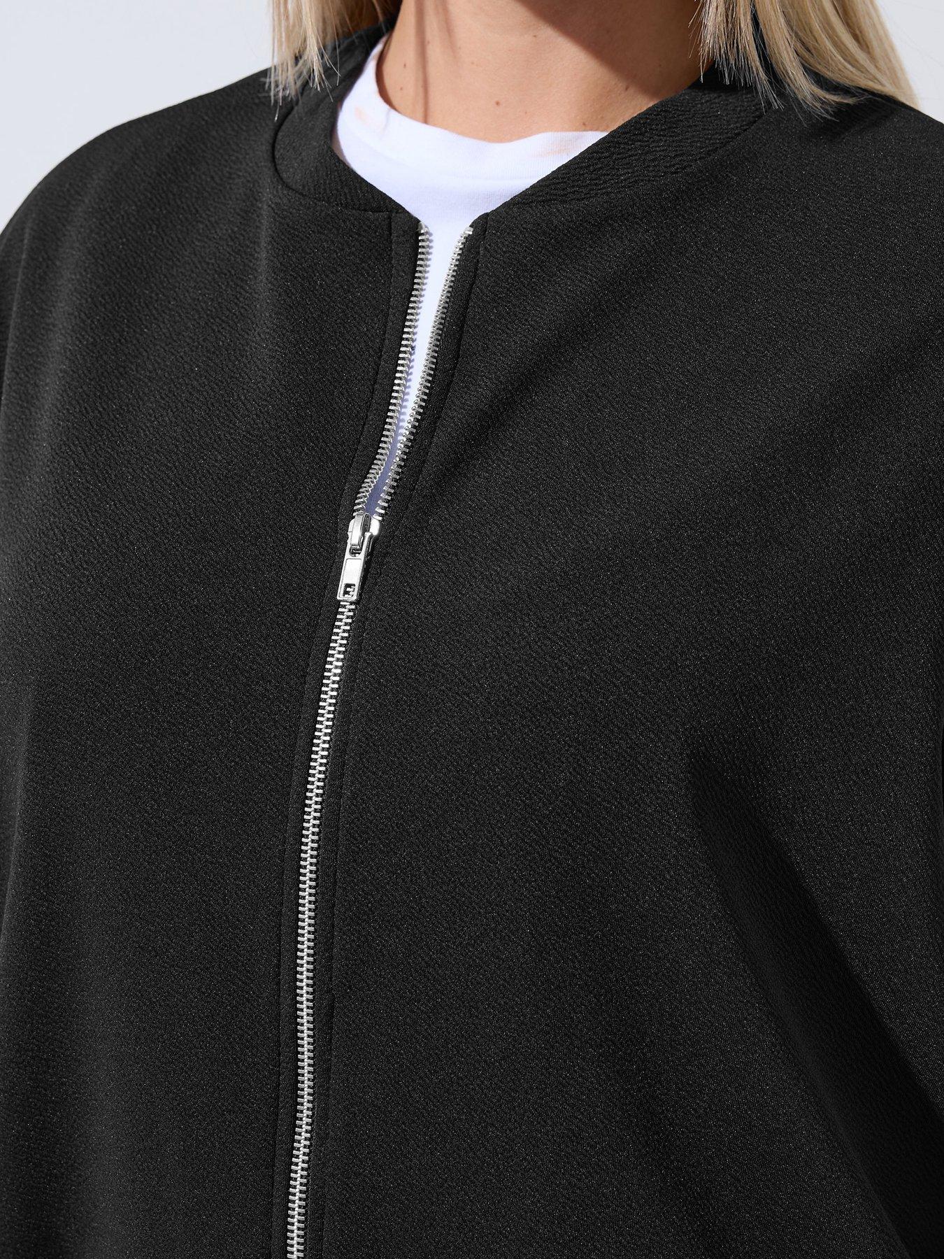 Image 5 of 6 of Yours Curve Zip Bomber Jacket - Black