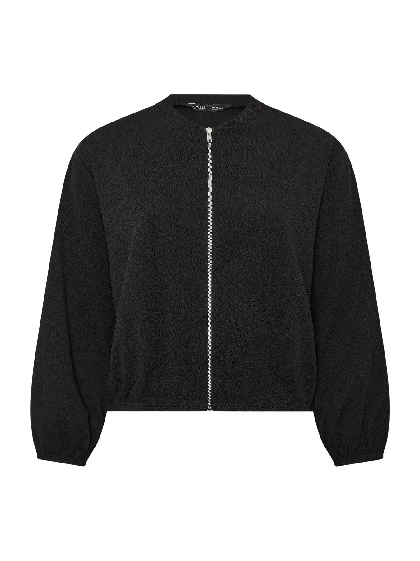 Image 6 of 6 of Yours Curve Zip Bomber Jacket - Black