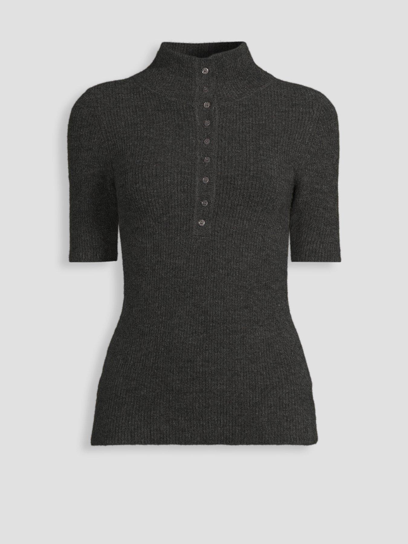 Image 7 of 7 of Michelle Keegan Funnel Neck Knitted Top - Grey