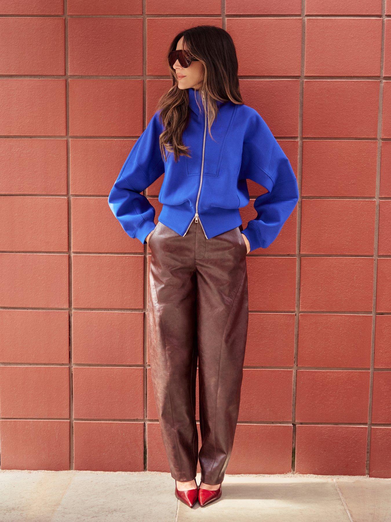 Image 1 of 7 of Michelle Keegan Funnel Neck Zip Up Jacket - Colbalt Blue