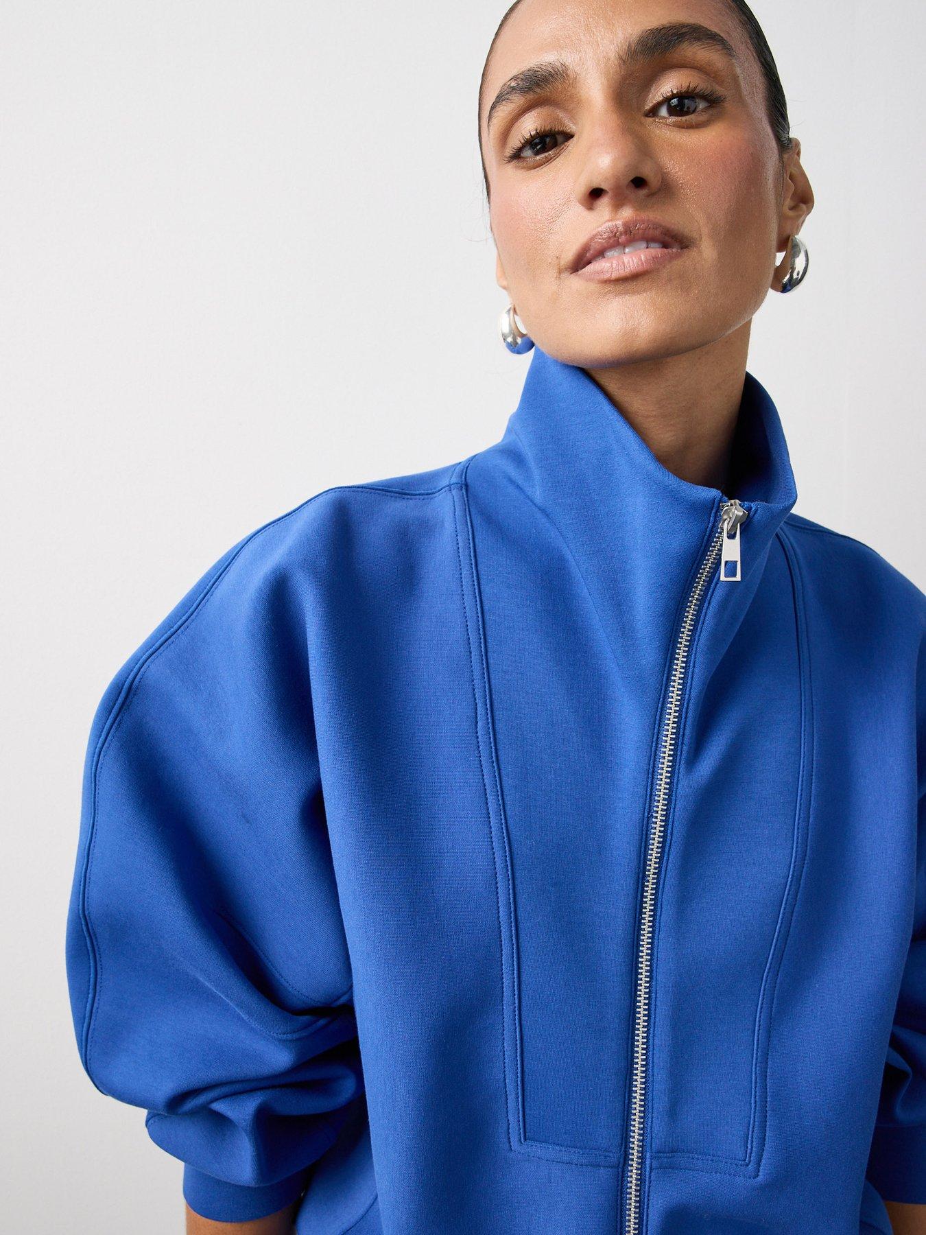 Image 2 of 7 of Michelle Keegan Funnel Neck Zip Up Jacket - Colbalt Blue