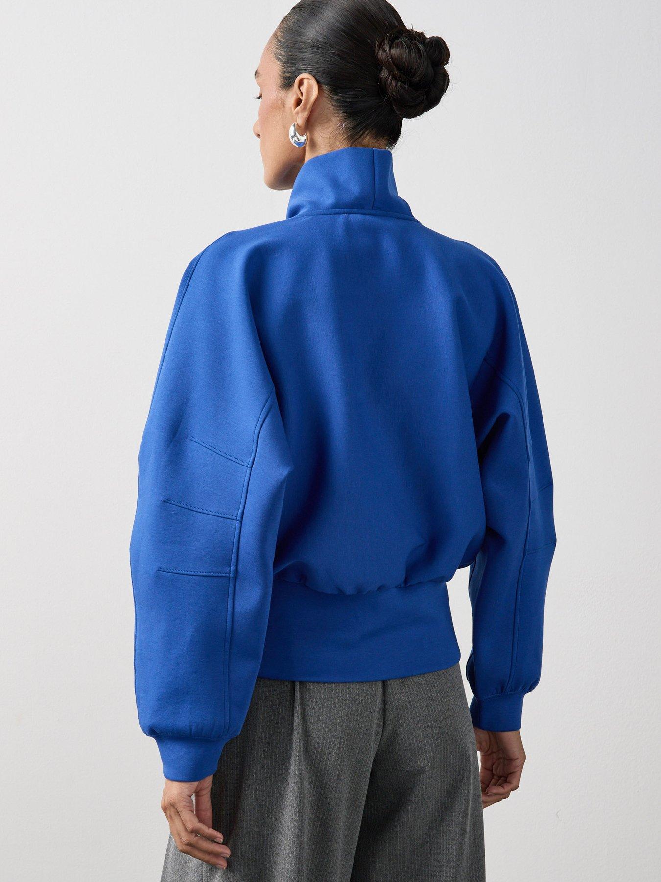 Image 3 of 7 of Michelle Keegan Funnel Neck Zip Up Jacket - Colbalt Blue