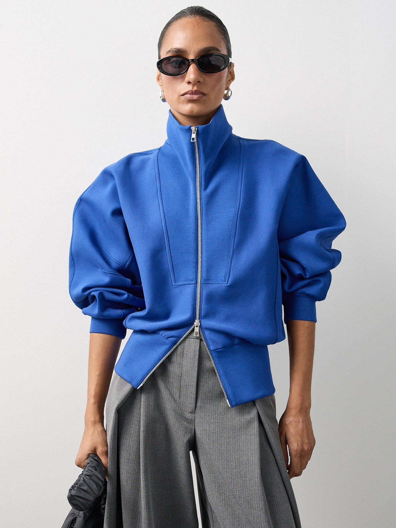 Image 5 of 7 of Michelle Keegan Funnel Neck Zip Up Jacket - Colbalt Blue