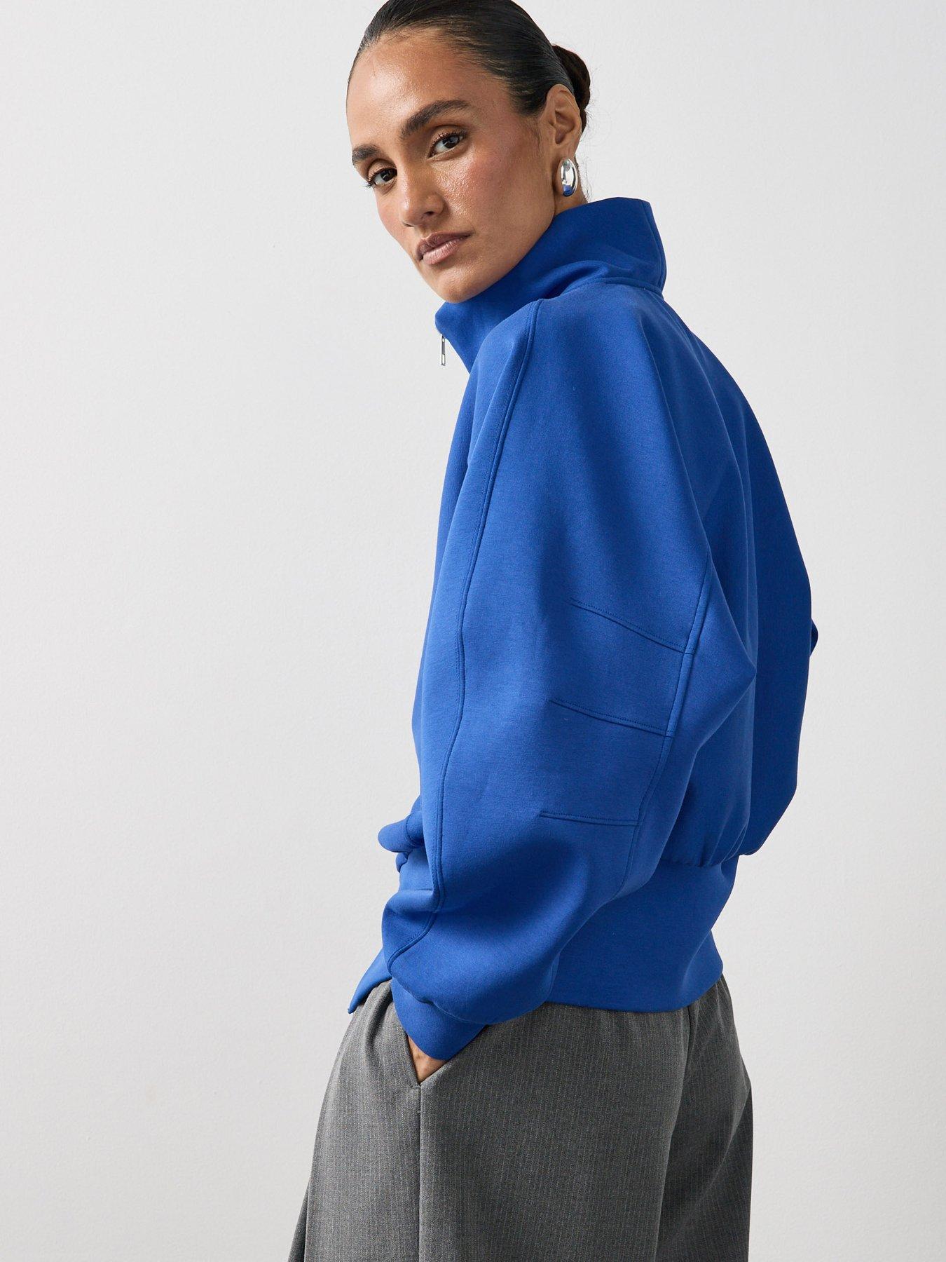 Image 6 of 7 of Michelle Keegan Funnel Neck Zip Up Jacket - Colbalt Blue