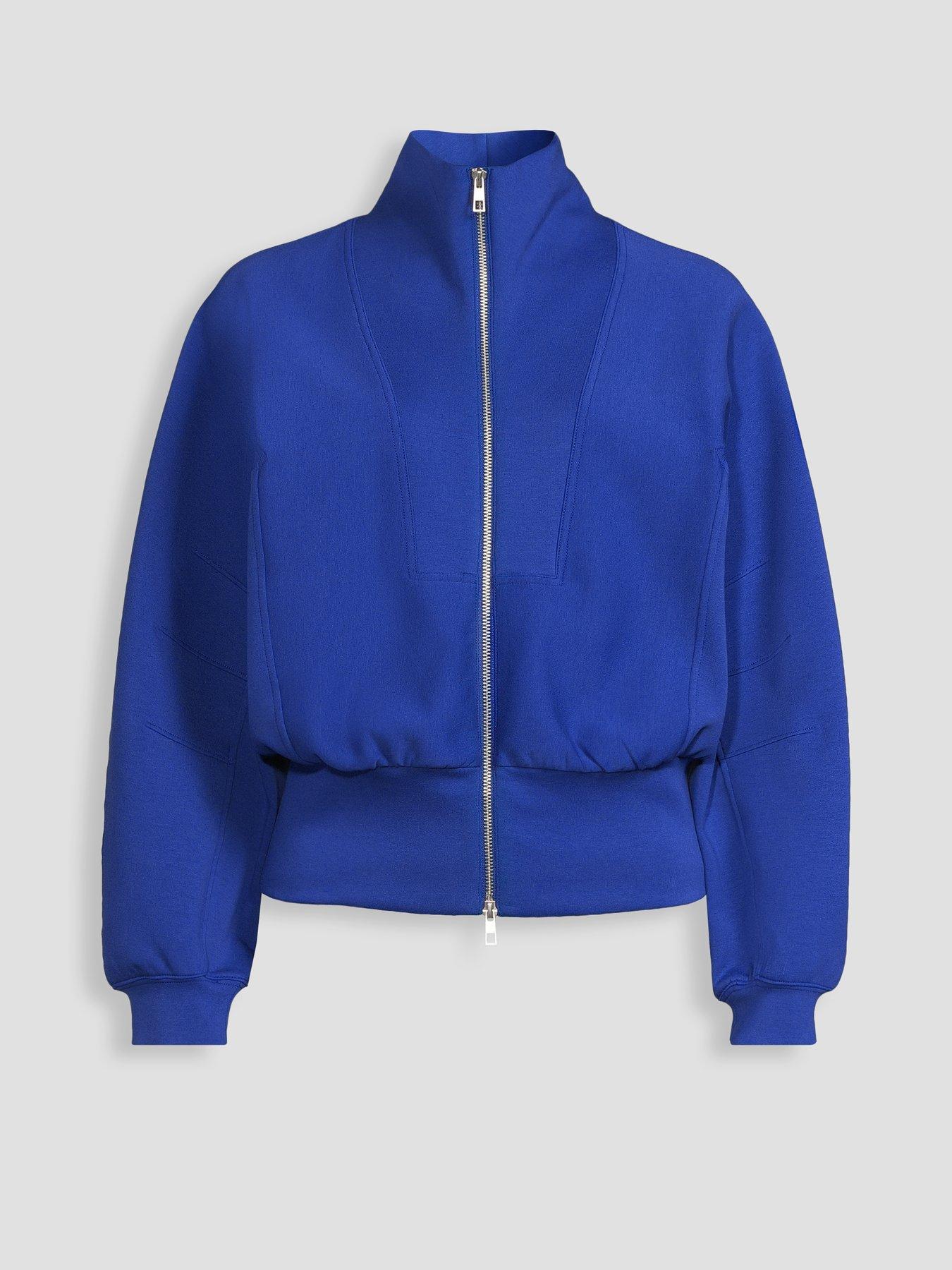 Image 7 of 7 of Michelle Keegan Funnel Neck Zip Up Jacket - Colbalt Blue