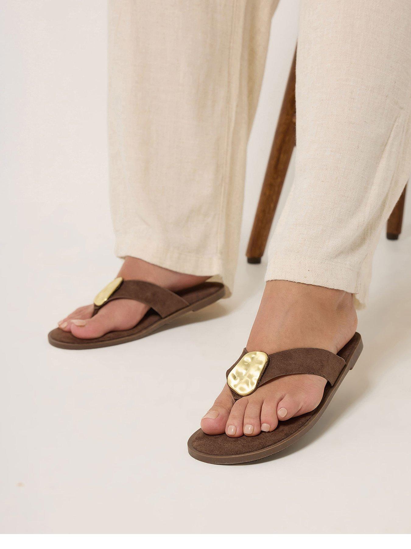 Image 2 of 4 of Yours Hammered Disk Sandals In Extra Wide Fit