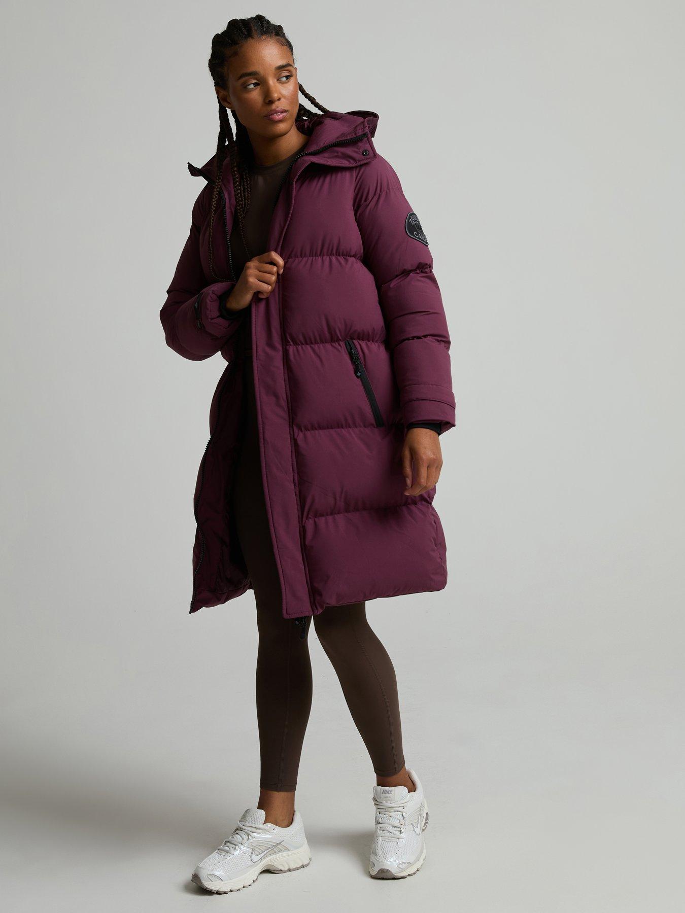 Image 1 of 6 of Zavetti Canada Womens Alora Longline Hooded Puffer Jacket - Red