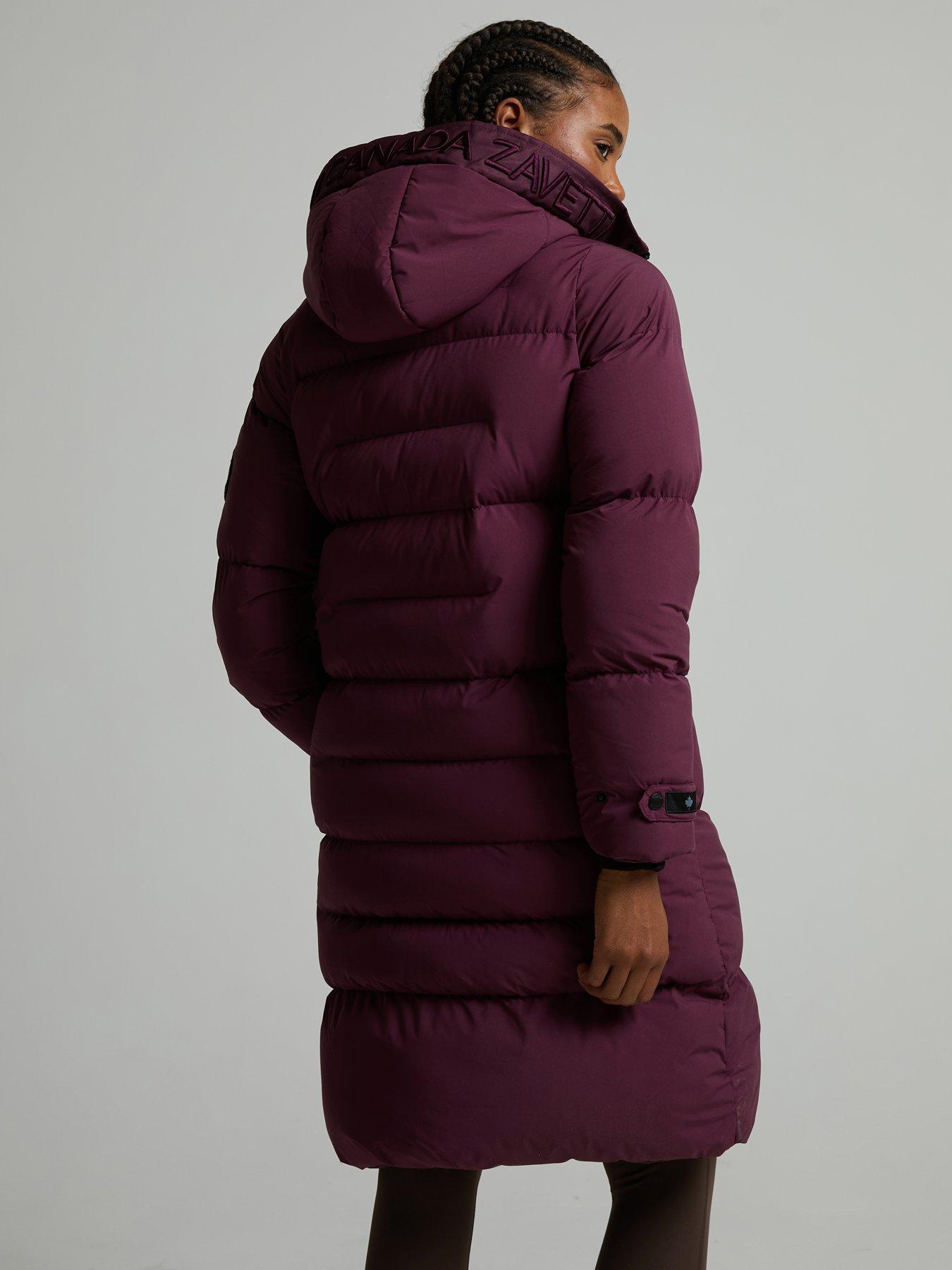 Image 2 of 6 of Zavetti Canada Womens Alora Longline Hooded Puffer Jacket - Red