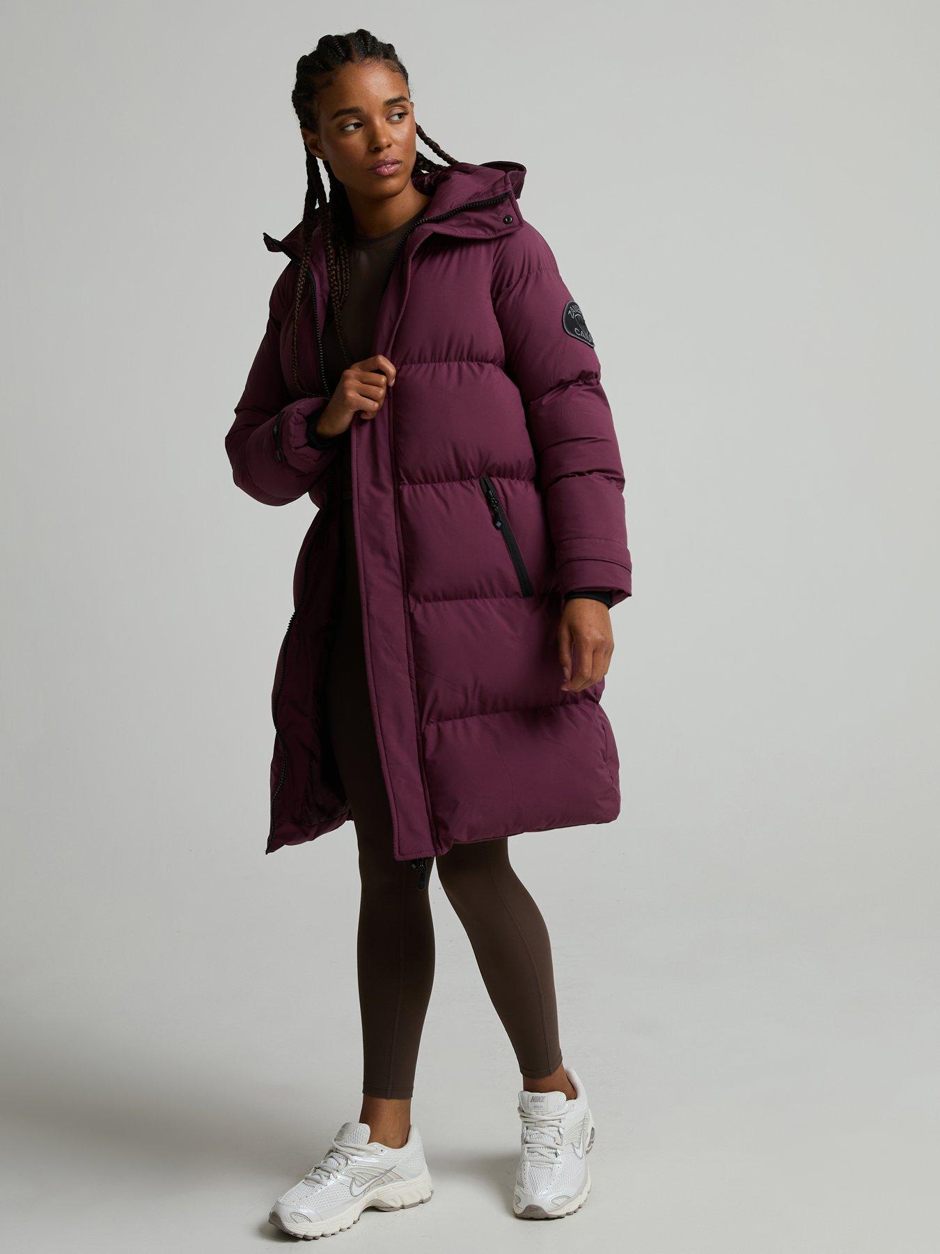 Image 3 of 6 of Zavetti Canada Womens Alora Longline Hooded Puffer Jacket - Red