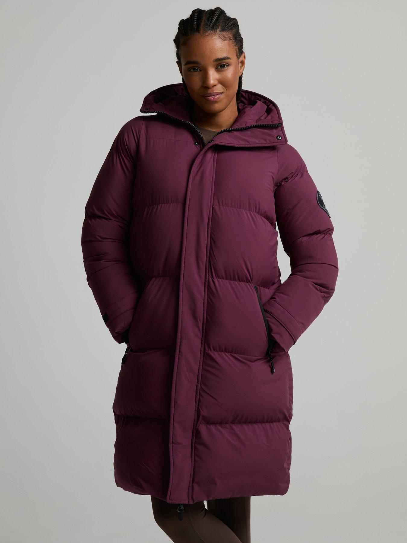 Image 4 of 6 of Zavetti Canada Womens Alora Longline Hooded Puffer Jacket - Red