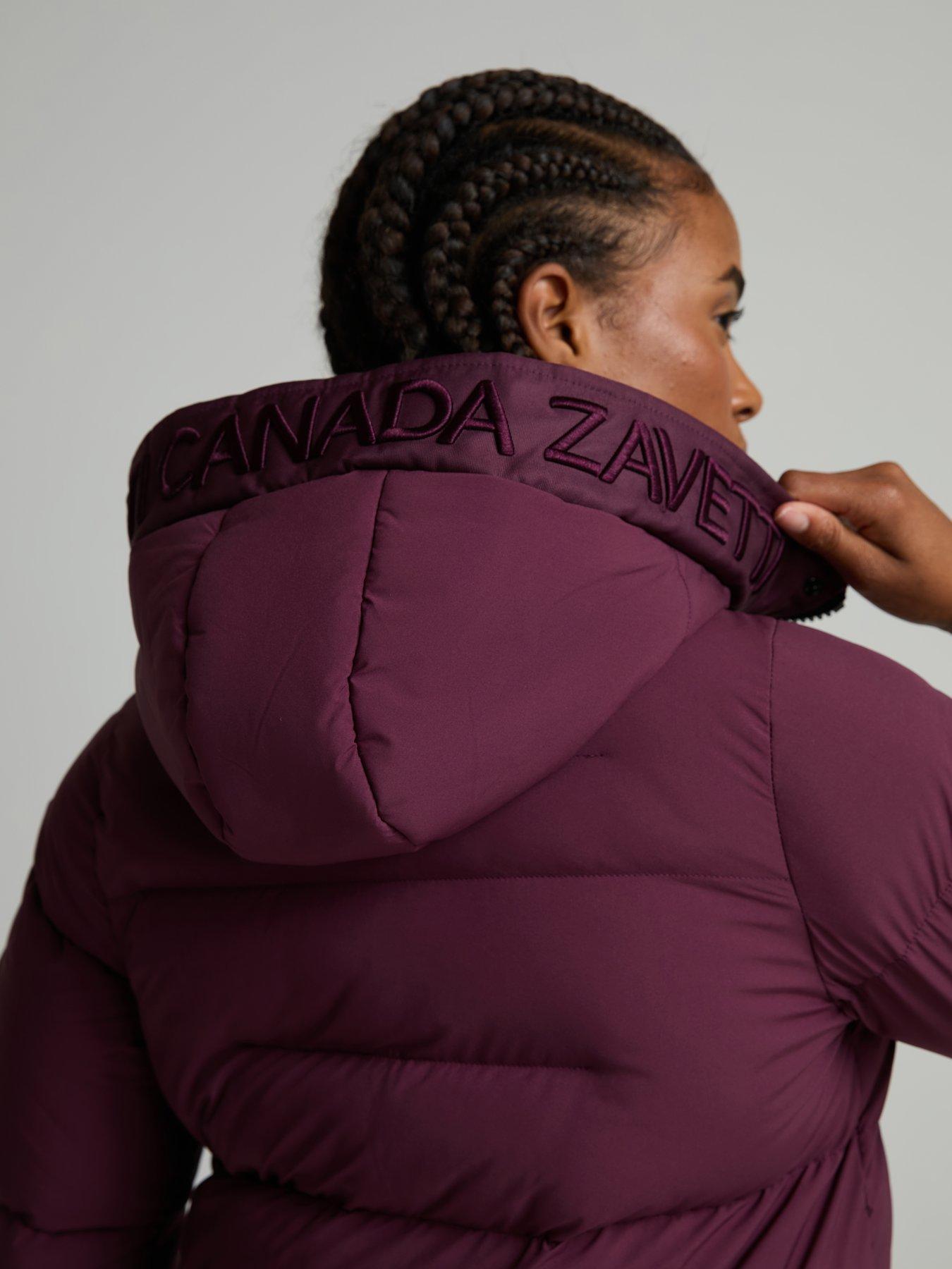 Image 6 of 6 of Zavetti Canada Womens Alora Longline Hooded Puffer Jacket - Red