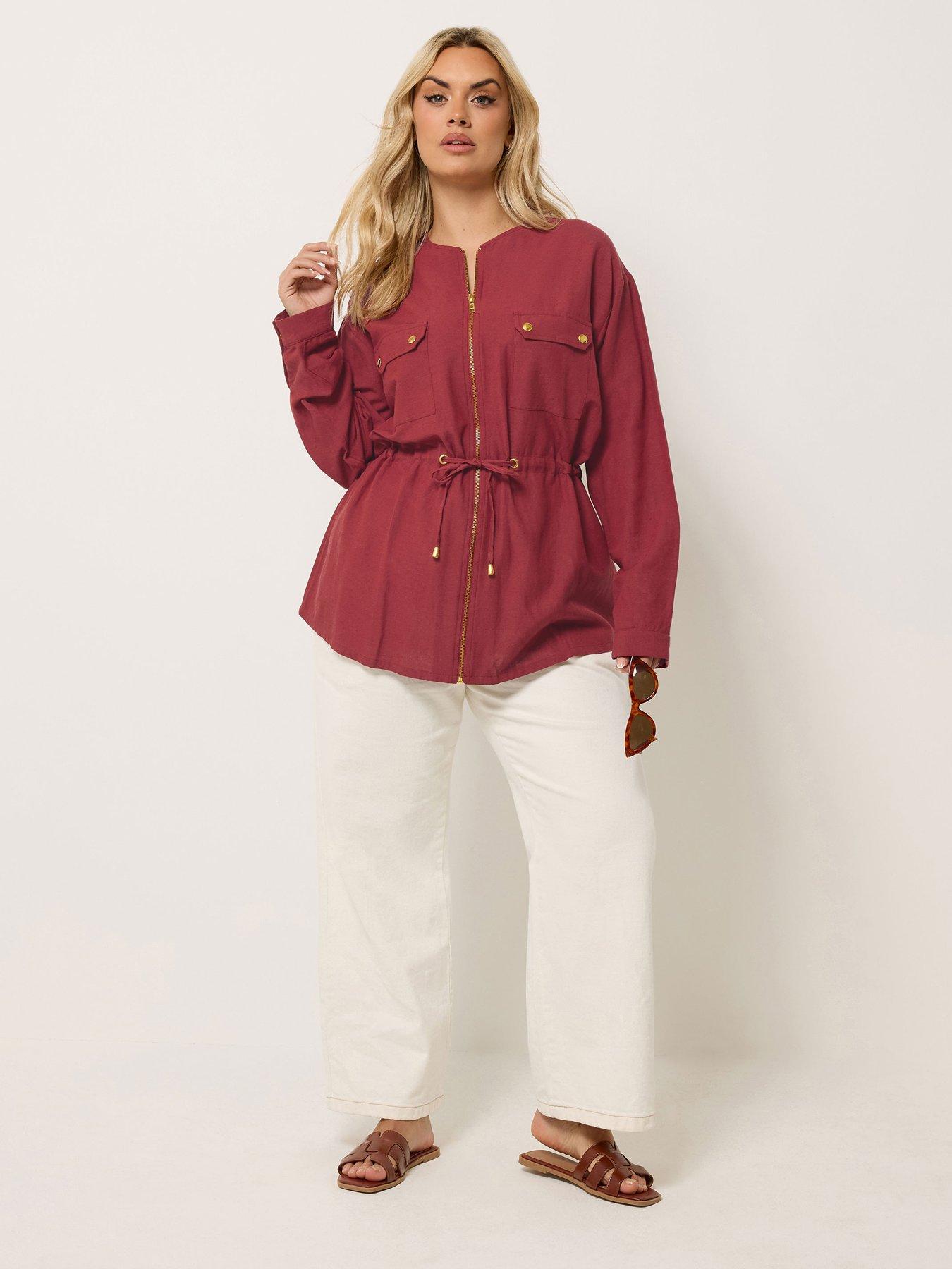 yours-curve-linen-look-shacket-redback