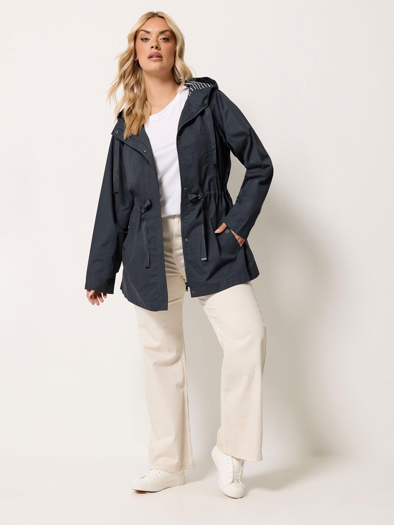 Image 3 of 6 of Yours Curve Stripe Print Hooded Jacket - Blue