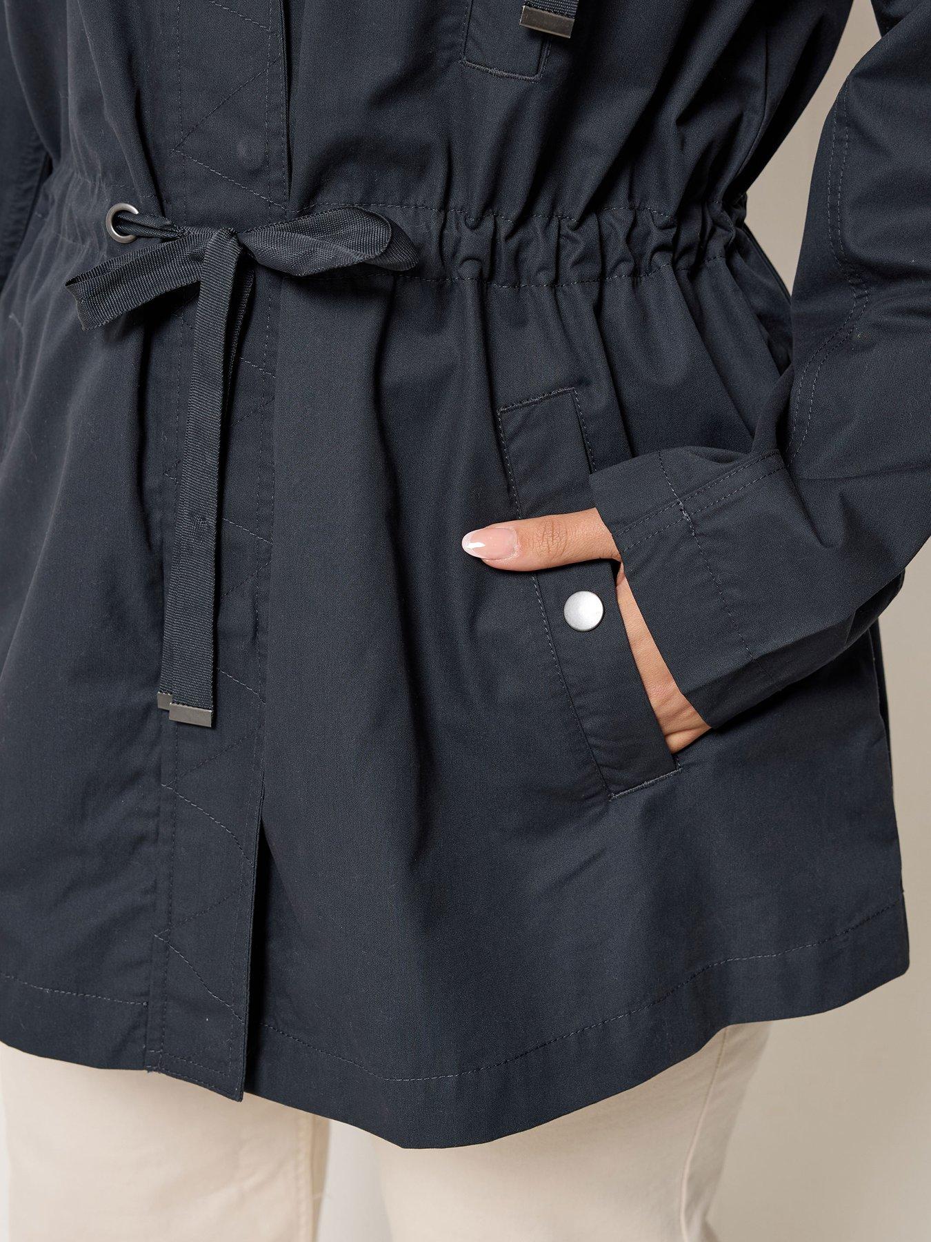 Image 5 of 6 of Yours Curve Stripe Print Hooded Jacket - Blue