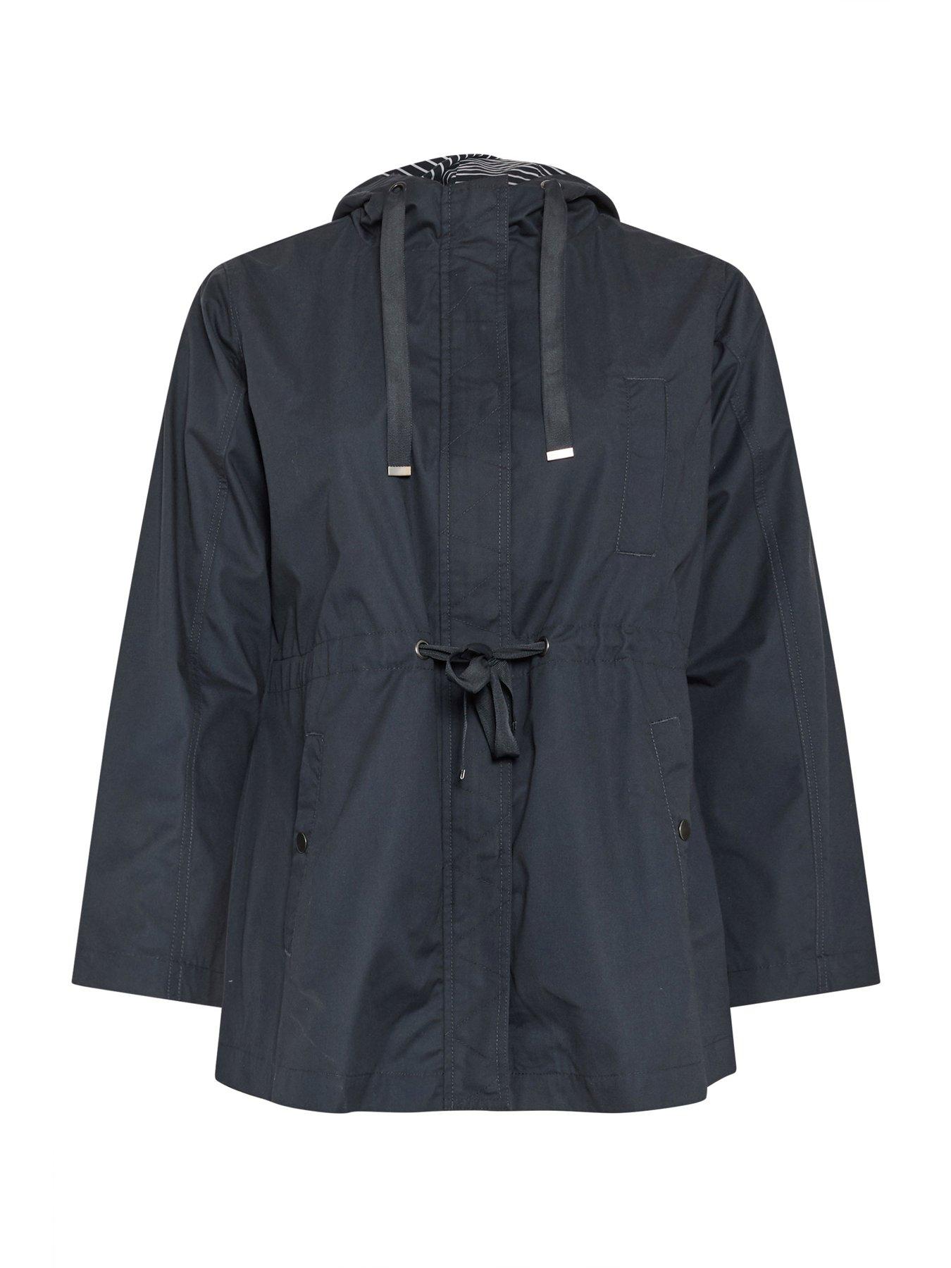 Image 6 of 6 of Yours Curve Stripe Print Hooded Jacket - Blue