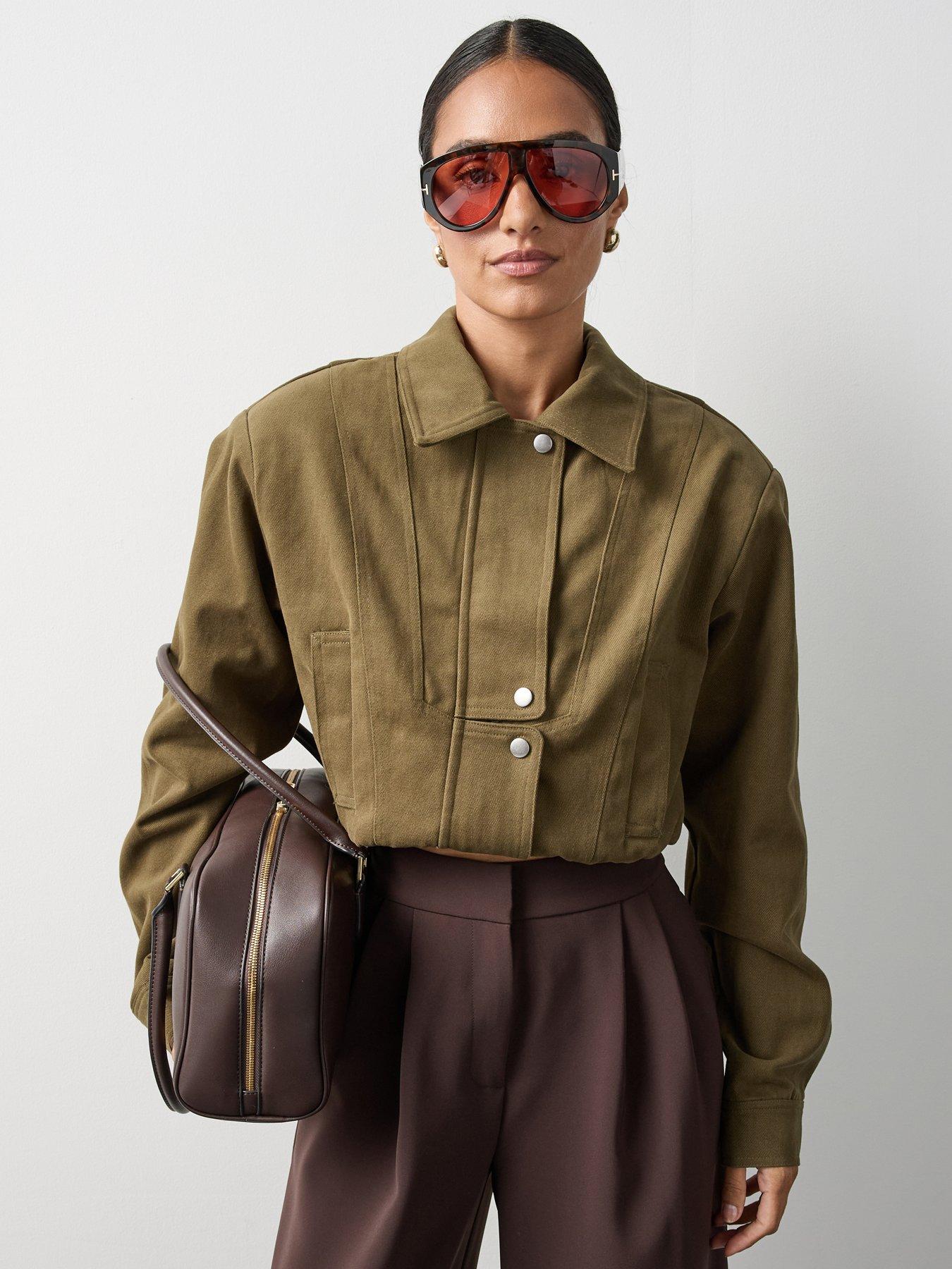 Image 1 of 7 of Michelle Keegan Structured Bomber Jacket - Olive