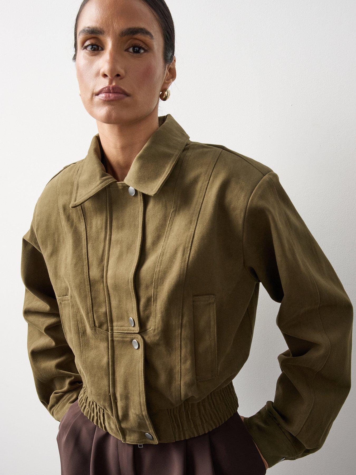 Image 4 of 7 of Michelle Keegan Structured Bomber Jacket - Olive