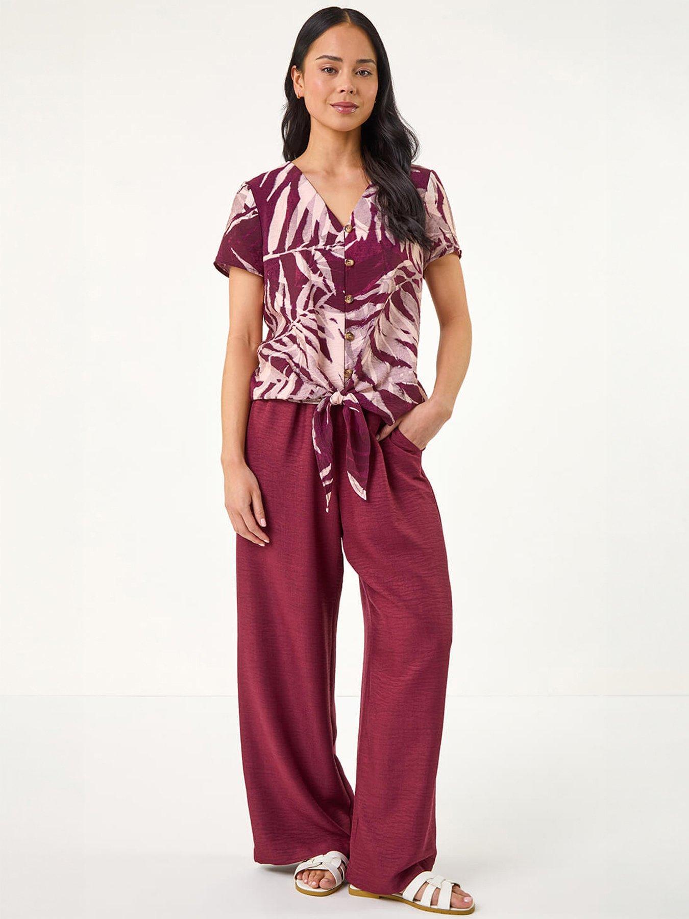 Image 1 of 5 of Roman Petite Buttoned Tie Front Top