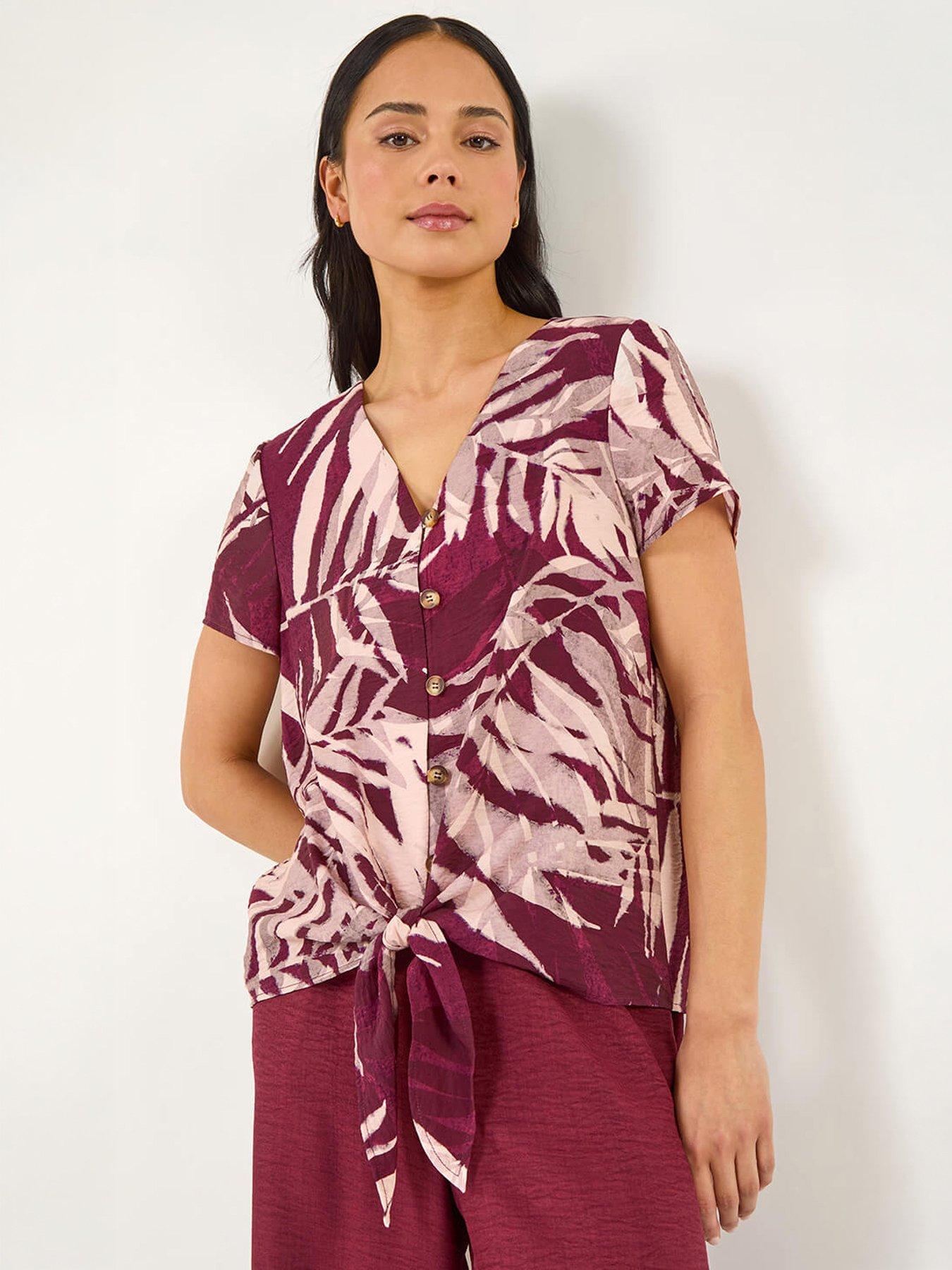 Image 2 of 5 of Roman Petite Buttoned Tie Front Top