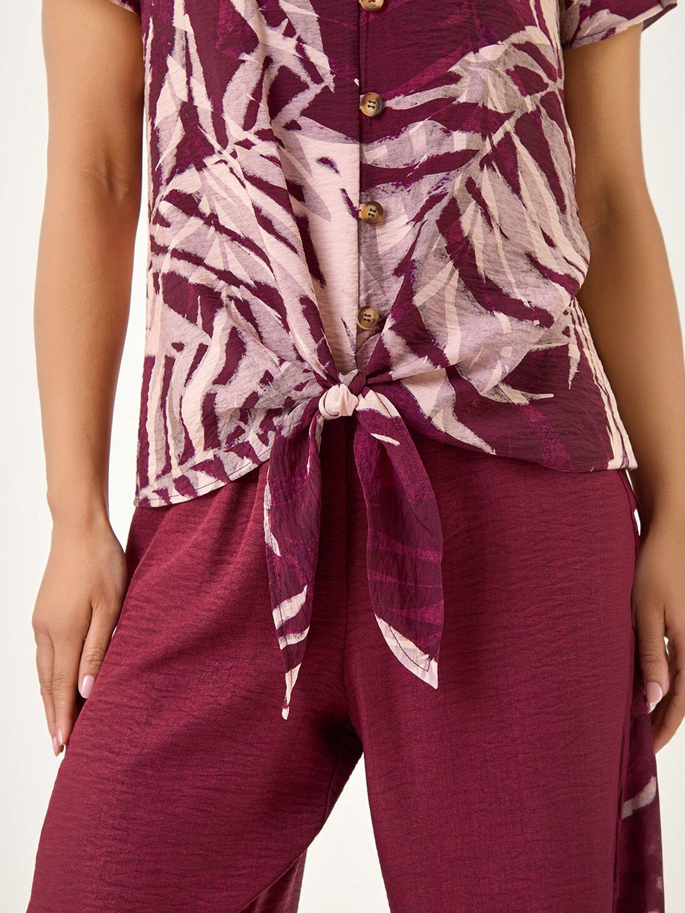 Image 3 of 5 of Roman Petite Buttoned Tie Front Top