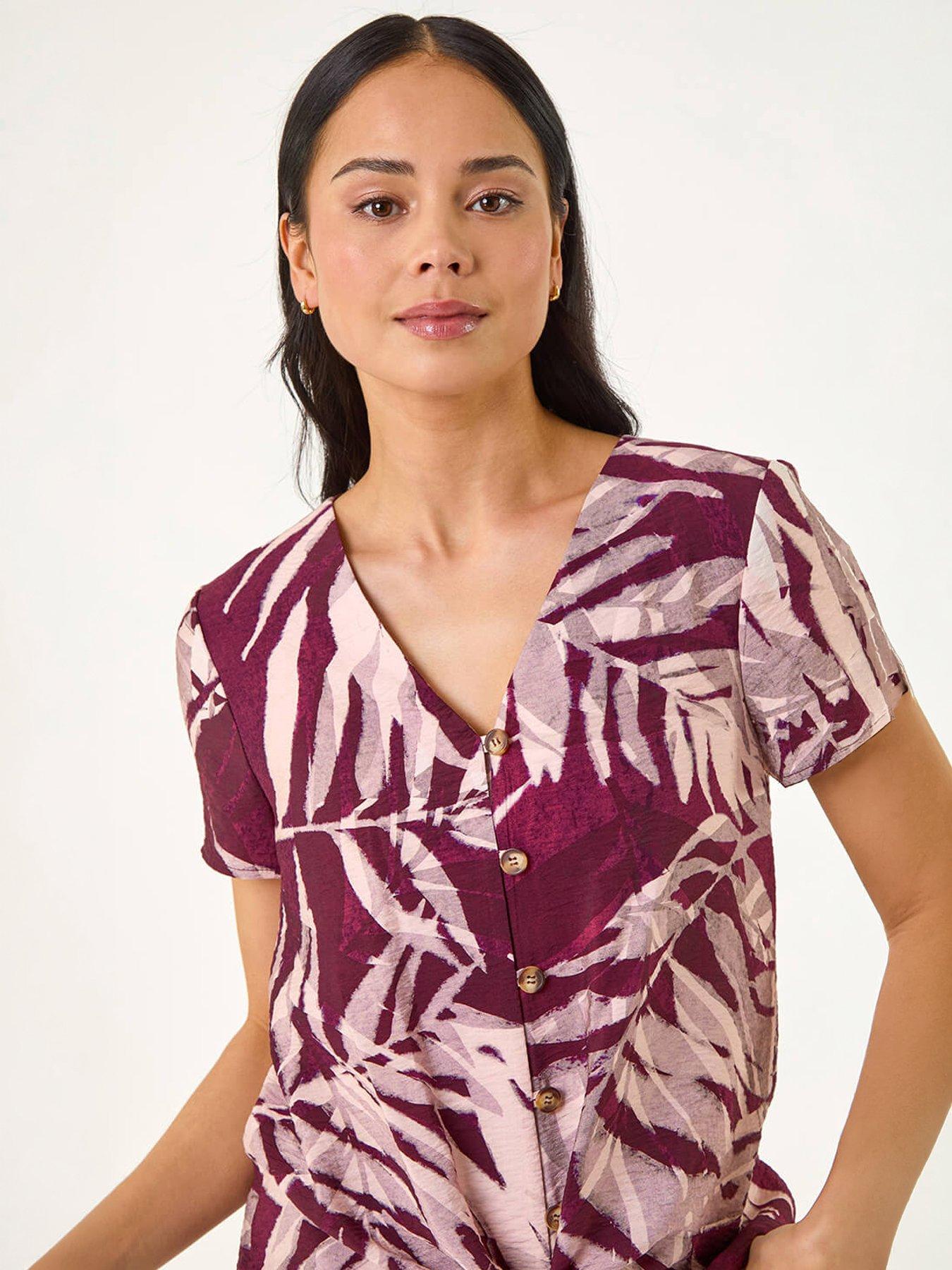 Image 4 of 5 of Roman Petite Buttoned Tie Front Top