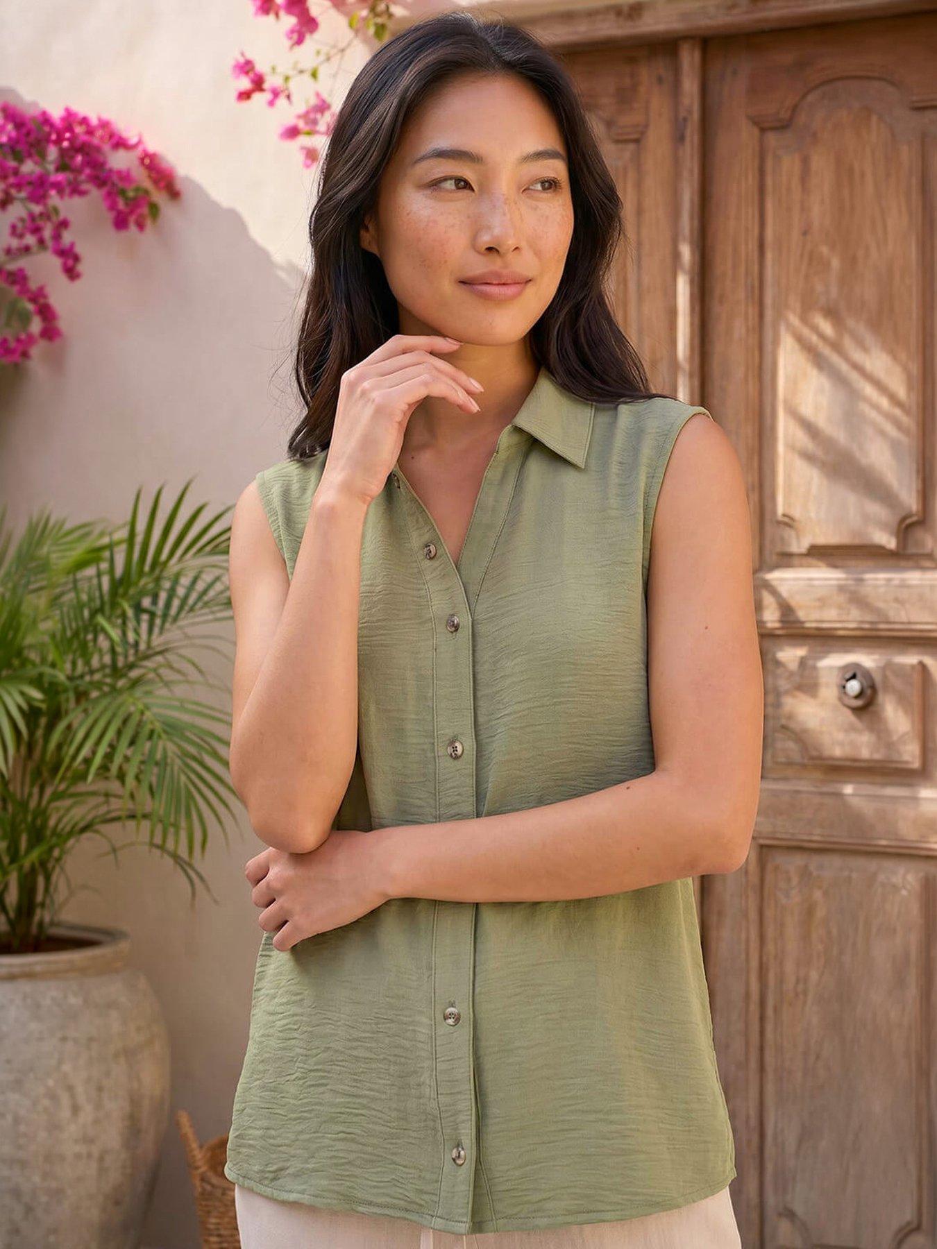 Roman Petite Button Front Blouse