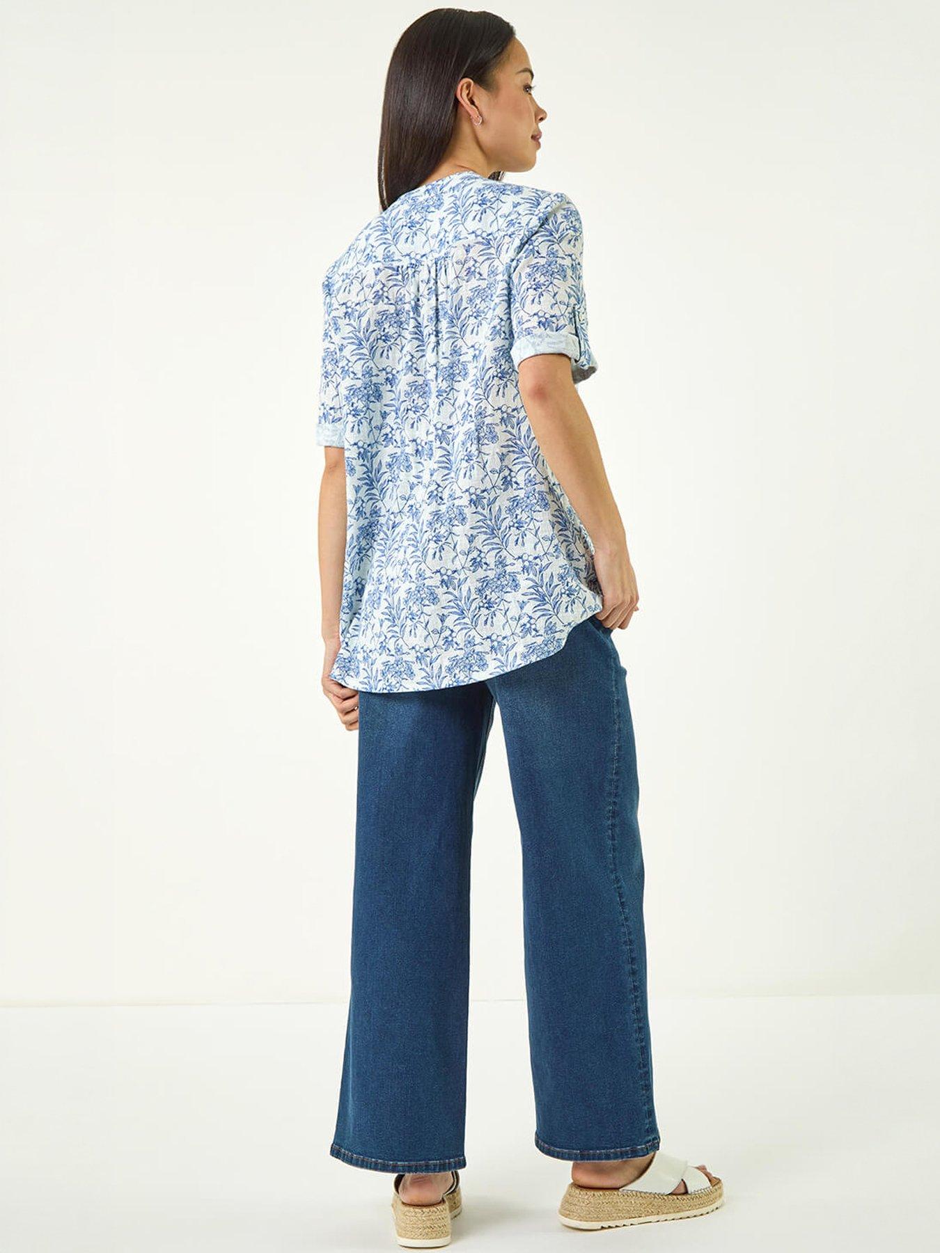 roman-petite-print-button-front-blouseoutfit