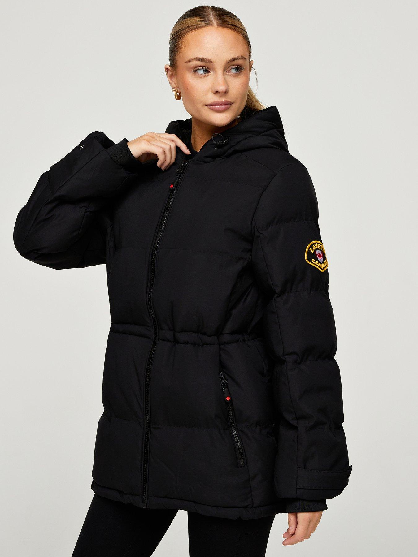 Image 1 of 5 of Zavetti Canada Womens Remila Hooded Padded Zip Through Puffer Jacket - Black