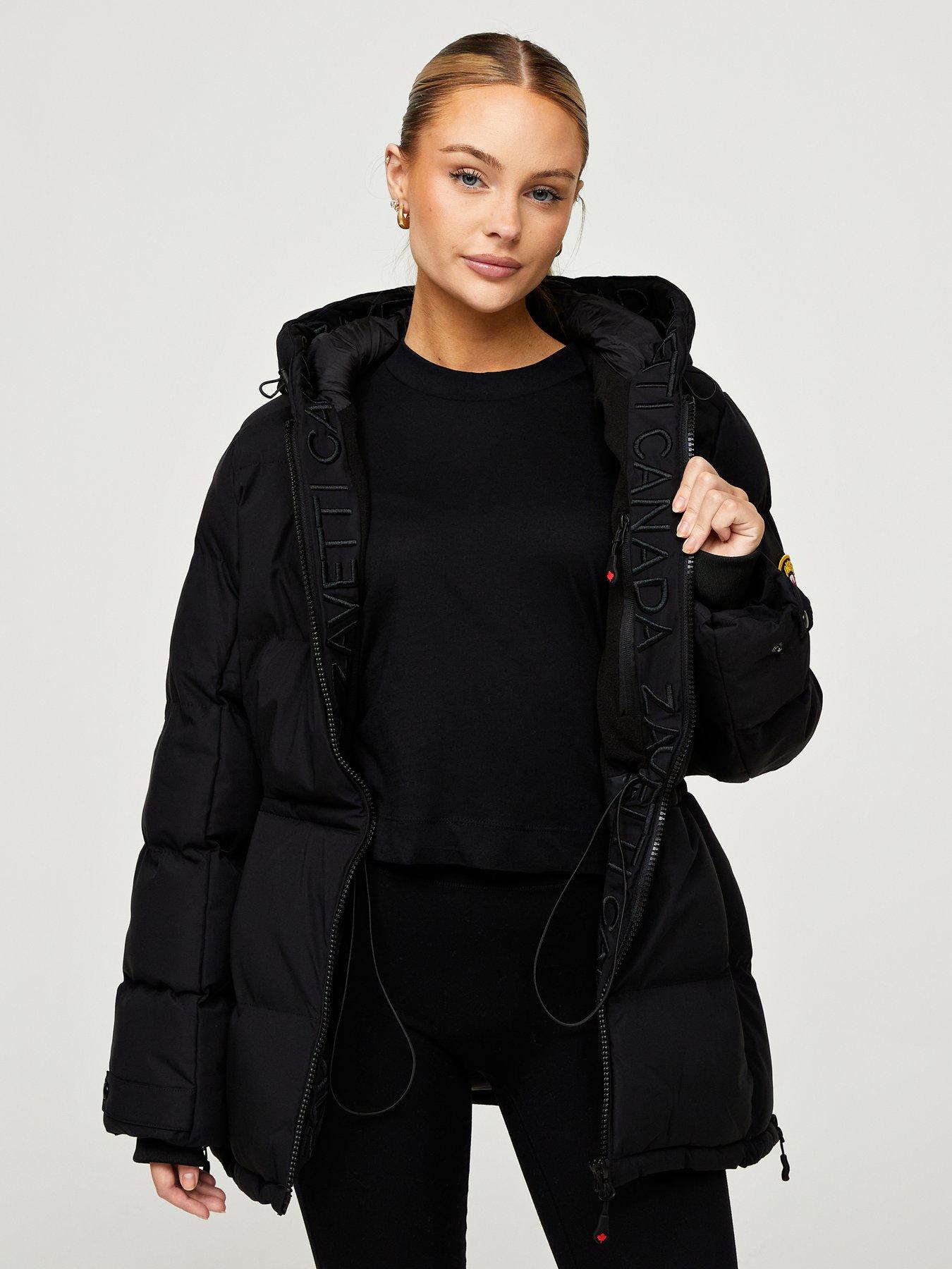 Image 4 of 5 of Zavetti Canada Womens Remila Hooded Padded Zip Through Puffer Jacket - Black