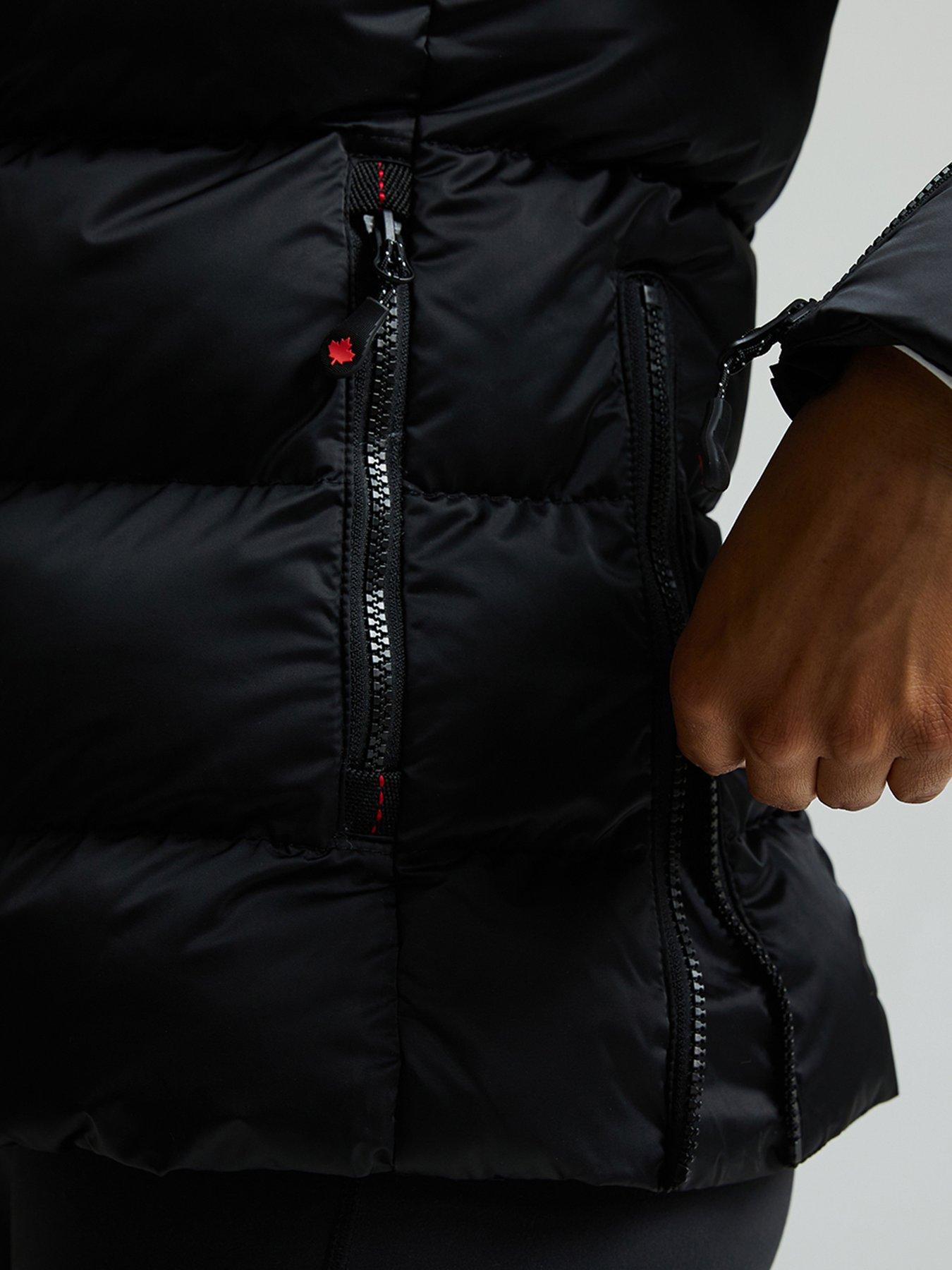 Image 7 of 7 of Zavetti Canada Womens Slimline Faux-Fur Hood Puffer Jacket - Black