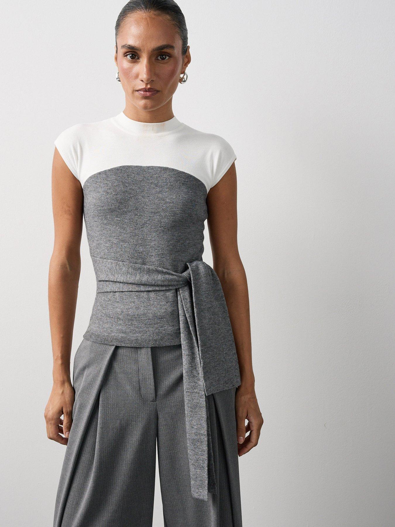 Image 5 of 6 of Michelle Keegan Wrap Detail Contrast Top - Multi