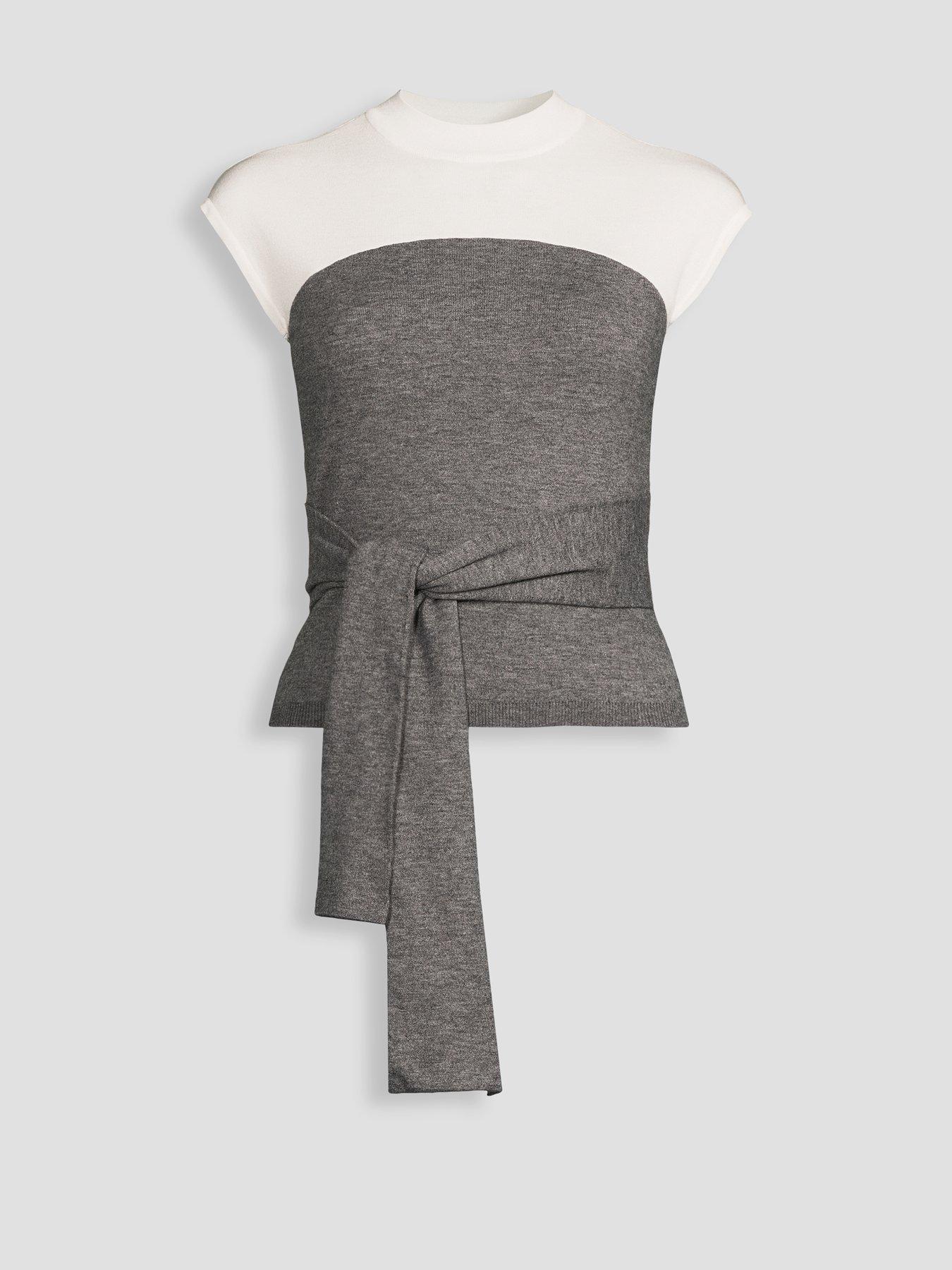Image 6 of 6 of Michelle Keegan Wrap Detail Contrast Top - Multi