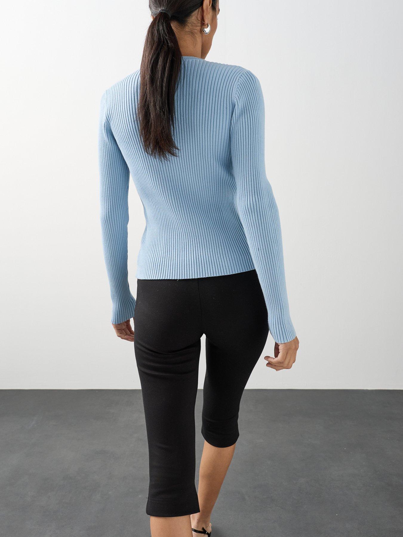 Image 2 of 7 of Michelle Keegan Ribbed Button-front Cardigan Top - Blue
