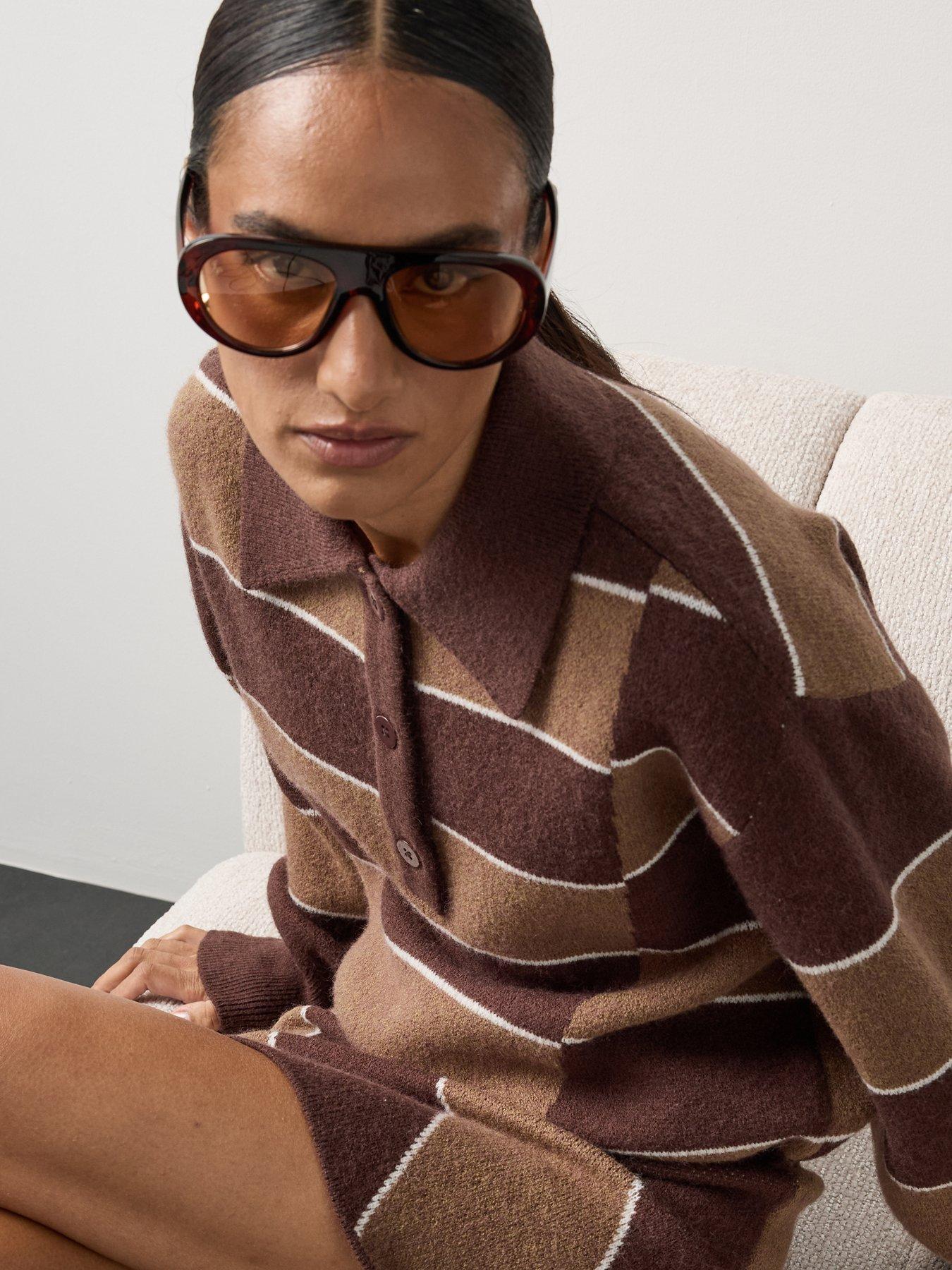 Image 4 of 7 of Michelle Keegan Striped Collared Knit Polo Co Ord - Multi