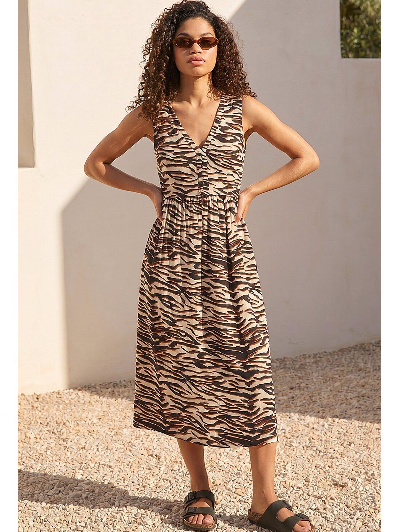 Roman Petite Abstract Print Midi Dress