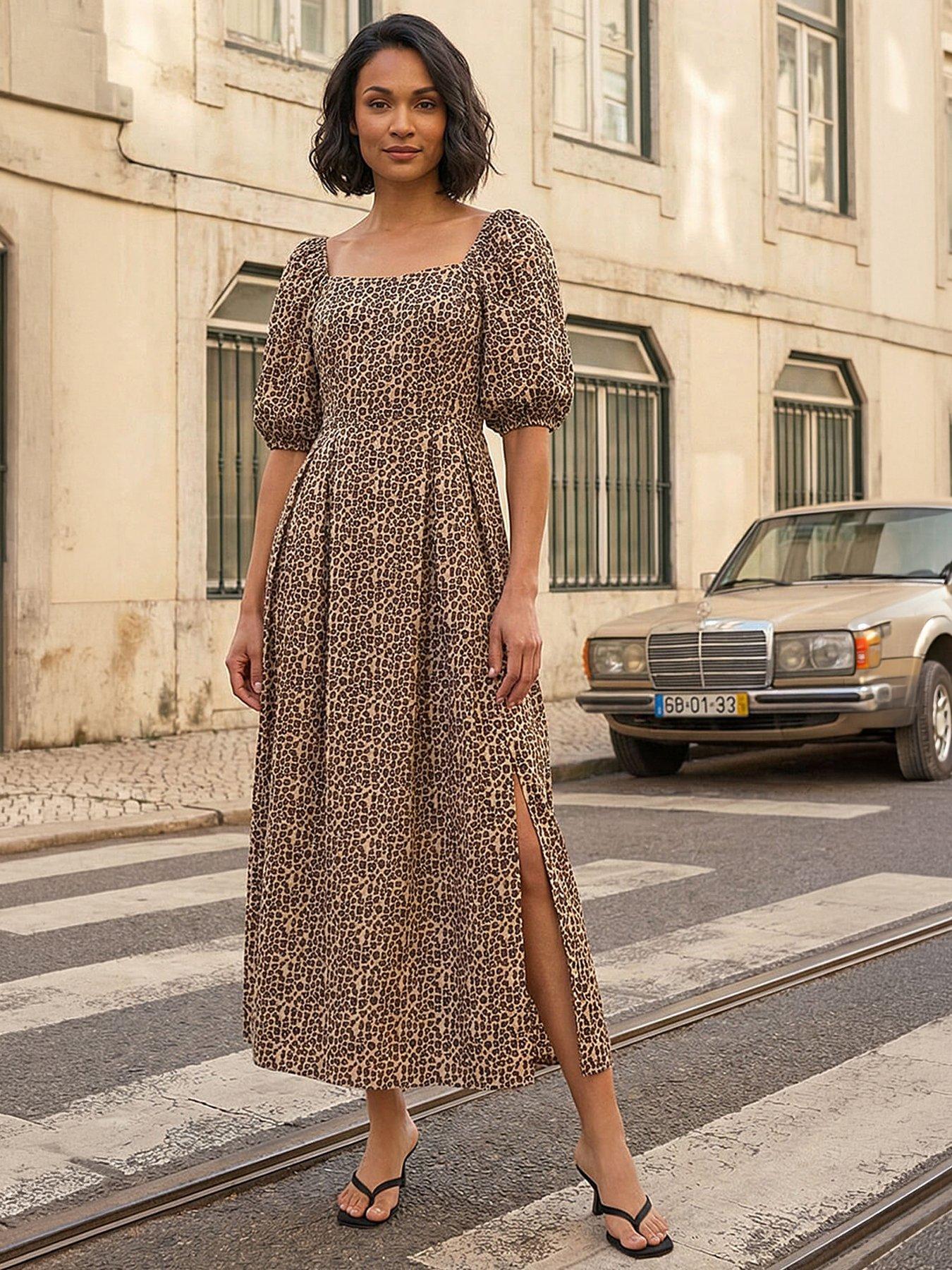 Roman Dusk Animal Print Midi Dress