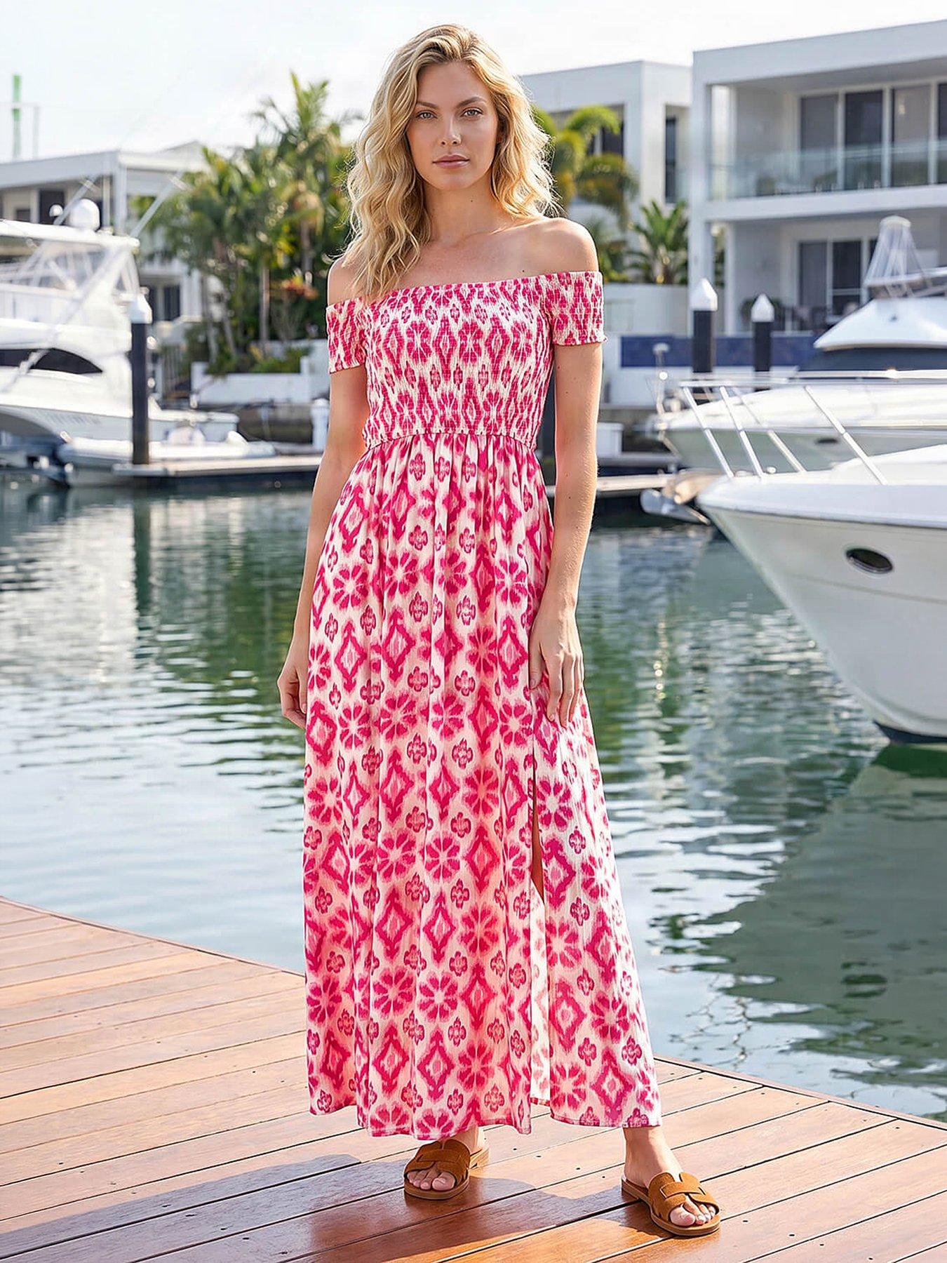 Roman Aztec Bardot Dress