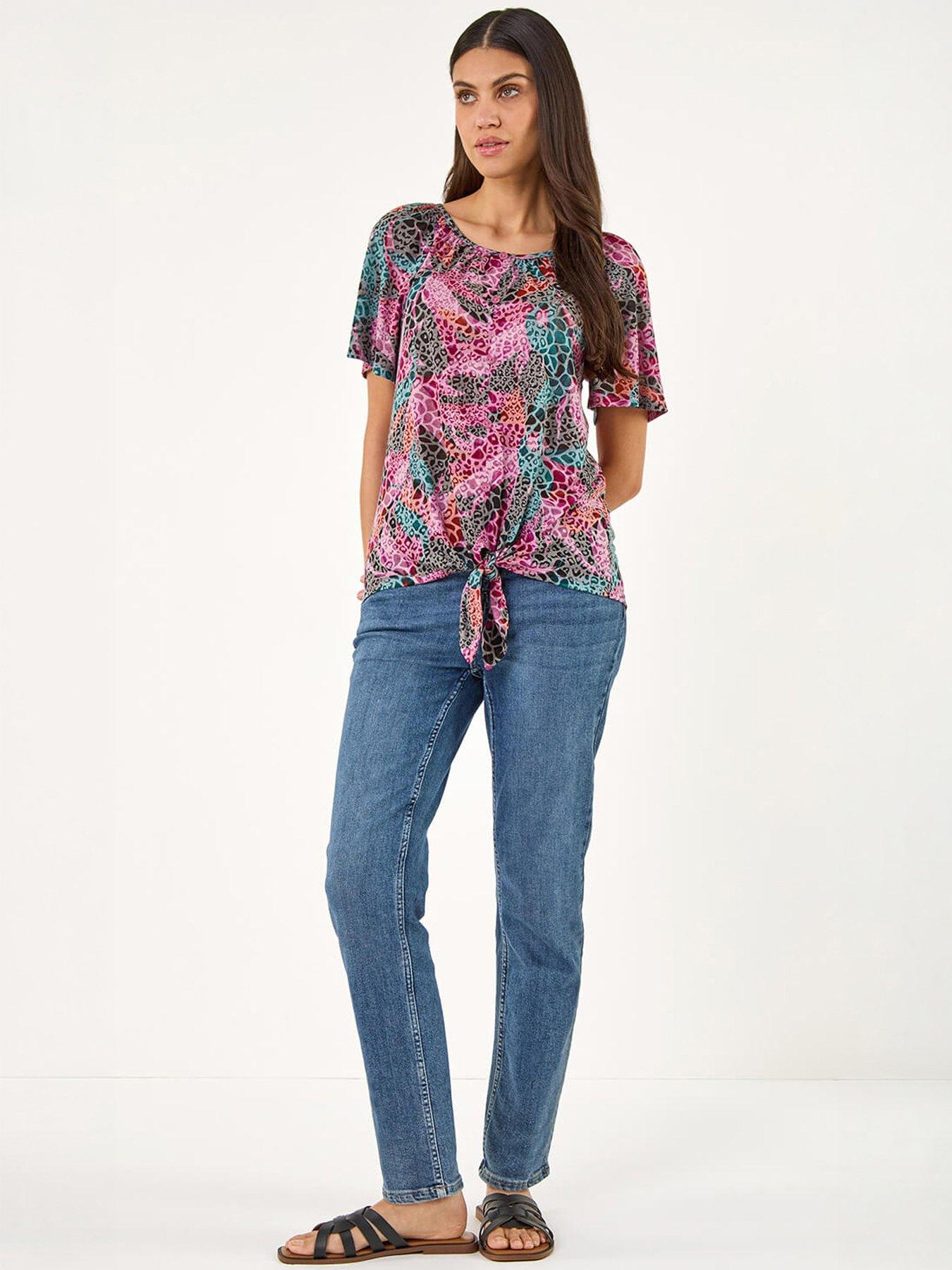 Image 3 of 5 of Roman Tie Front Button Top