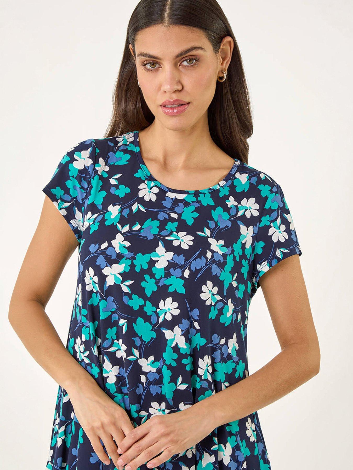 Image 5 of 5 of Roman Floral Puff Print Hanky Hem Tunic Top