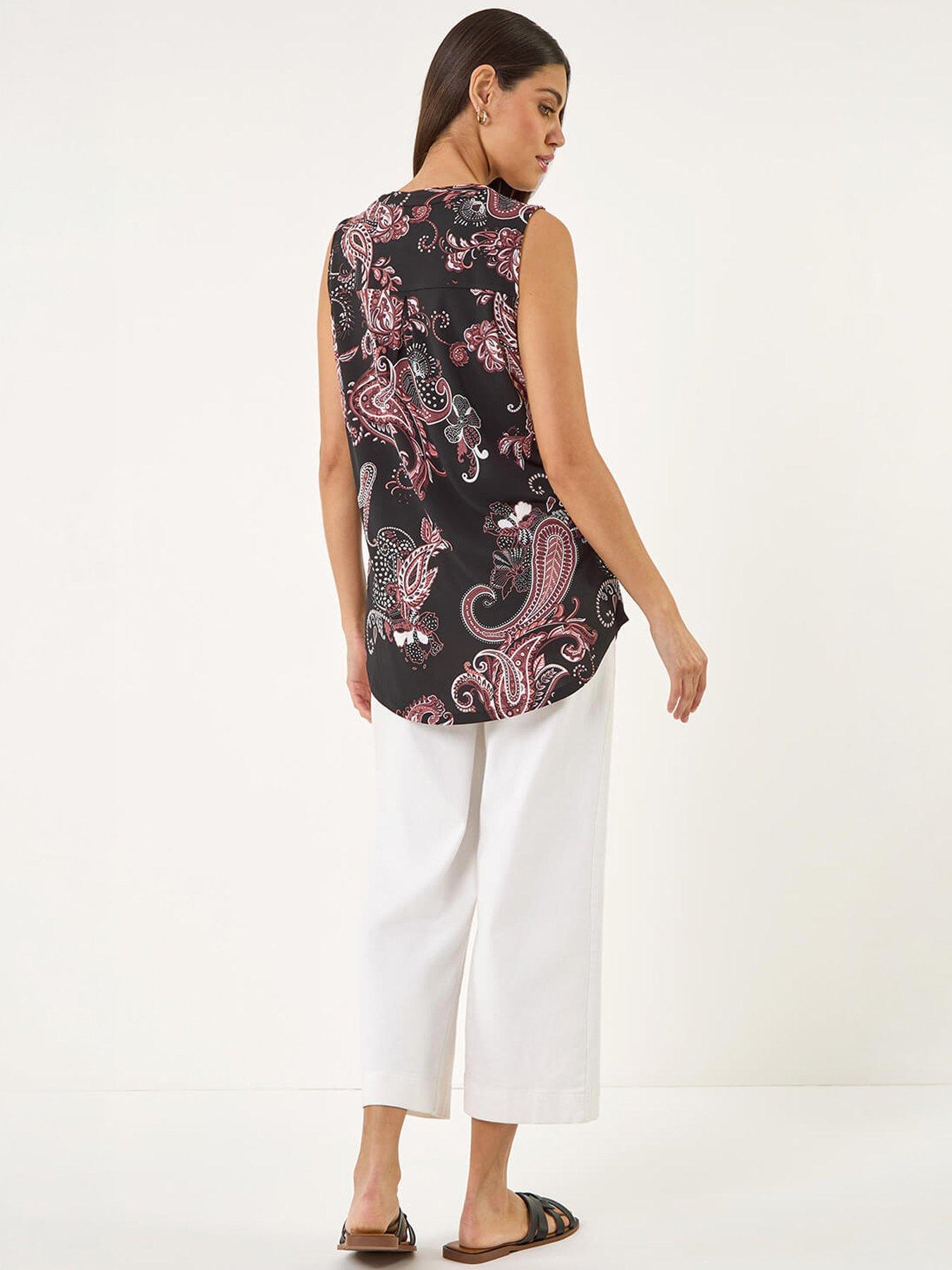 Image 4 of 5 of Roman Paisley Puff Print Vest Top