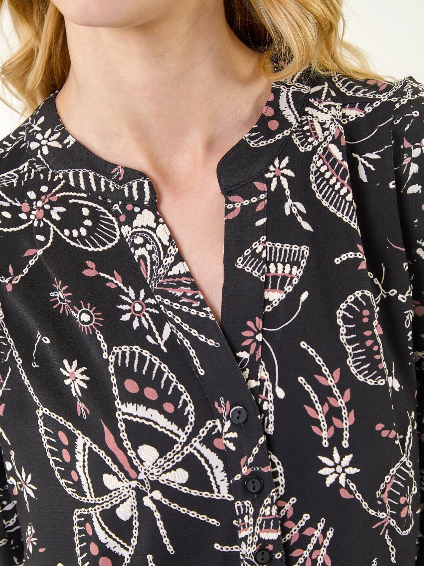 Image 4 of 5 of Roman Butterfly Print Stretch Vest Top