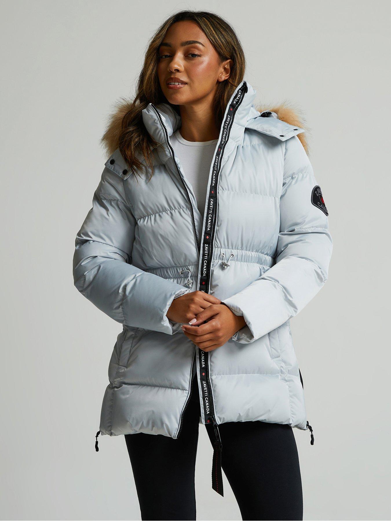 Image 1 of 5 of Zavetti Canada Womens Virna 2.0 Padded Longline Hooded Parka Jacket - Silver
