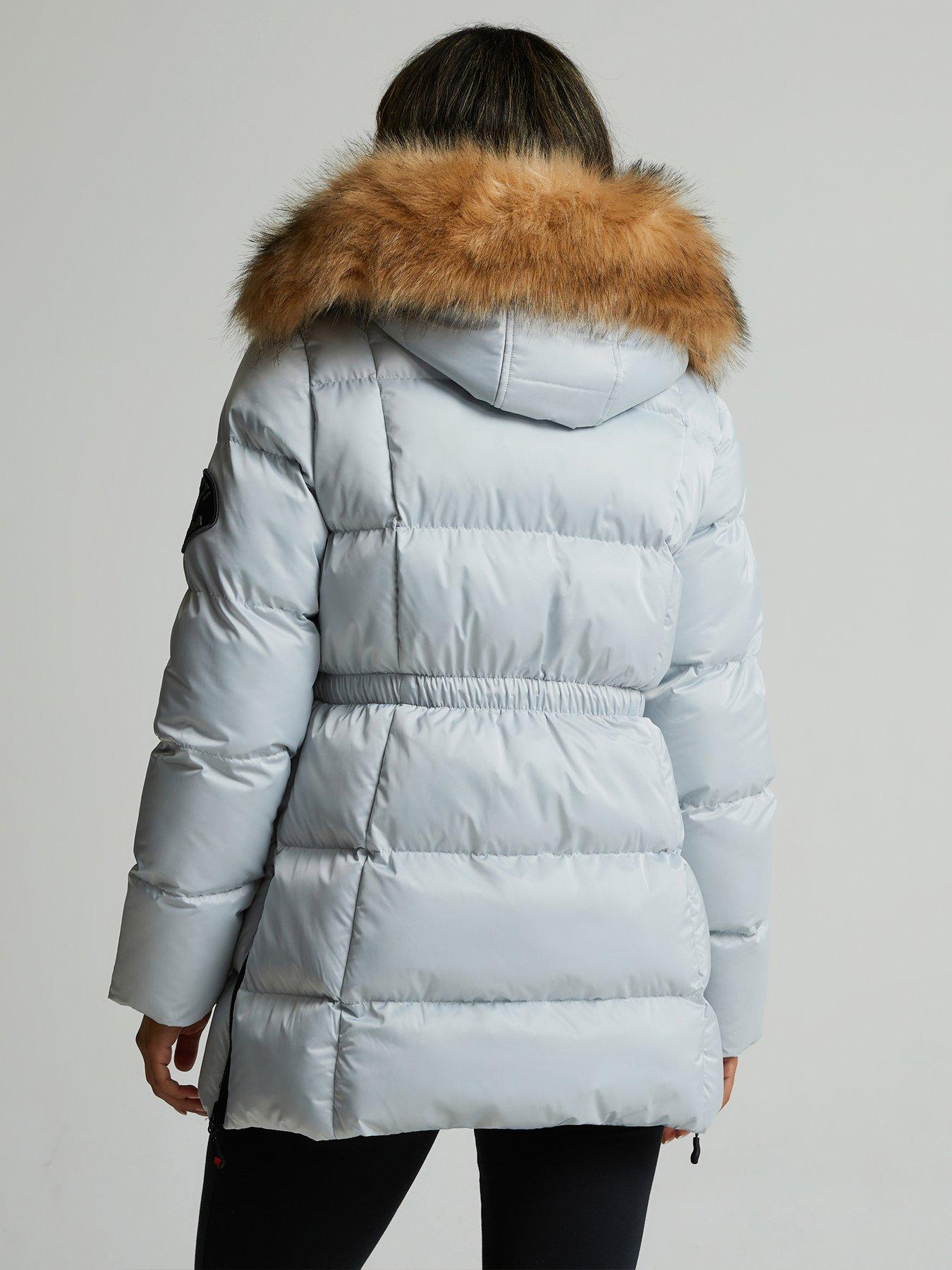 Image 2 of 5 of Zavetti Canada Womens Virna 2.0 Padded Longline Hooded Parka Jacket - Silver