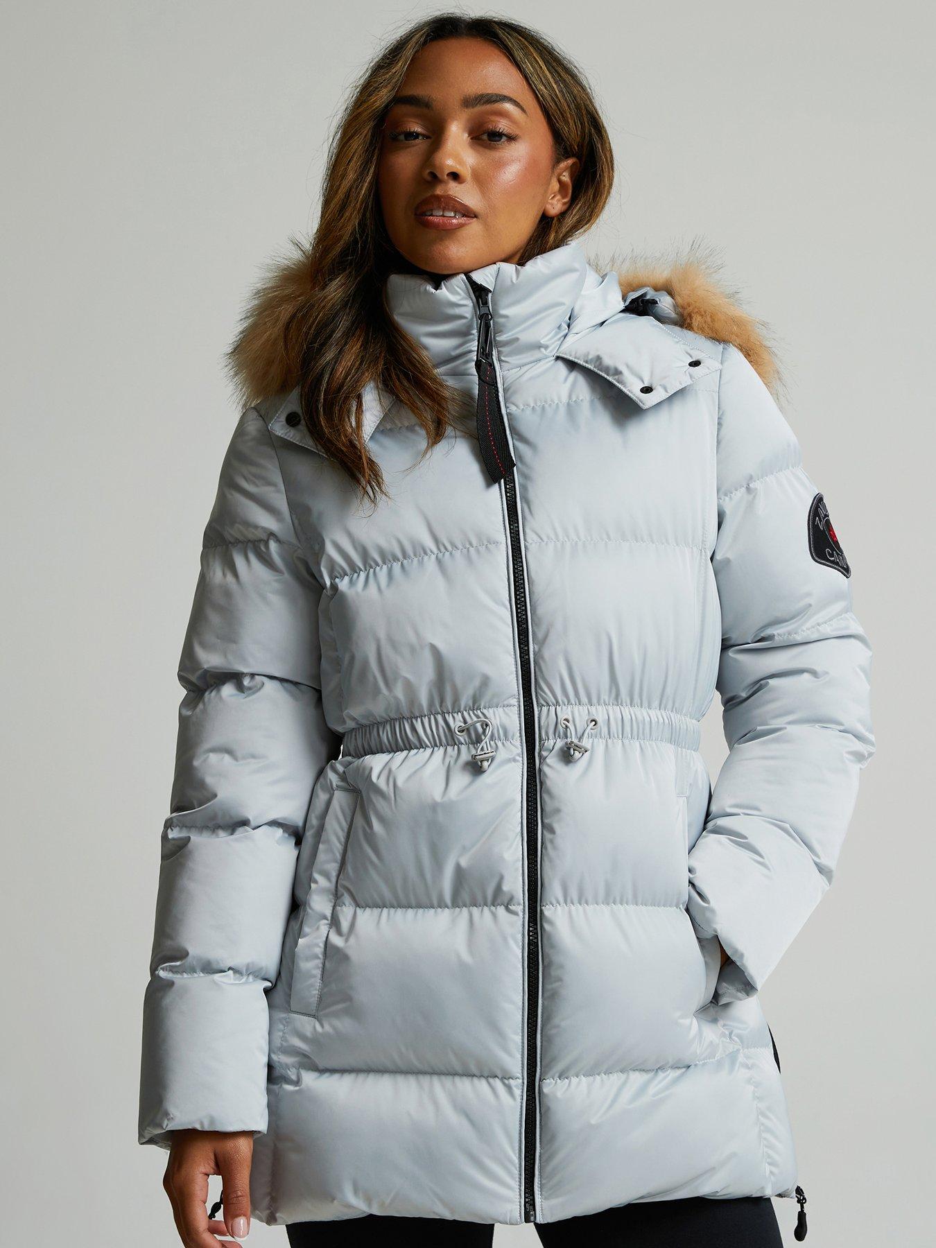 Image 4 of 5 of Zavetti Canada Womens Virna 2.0 Padded Longline Hooded Parka Jacket - Silver