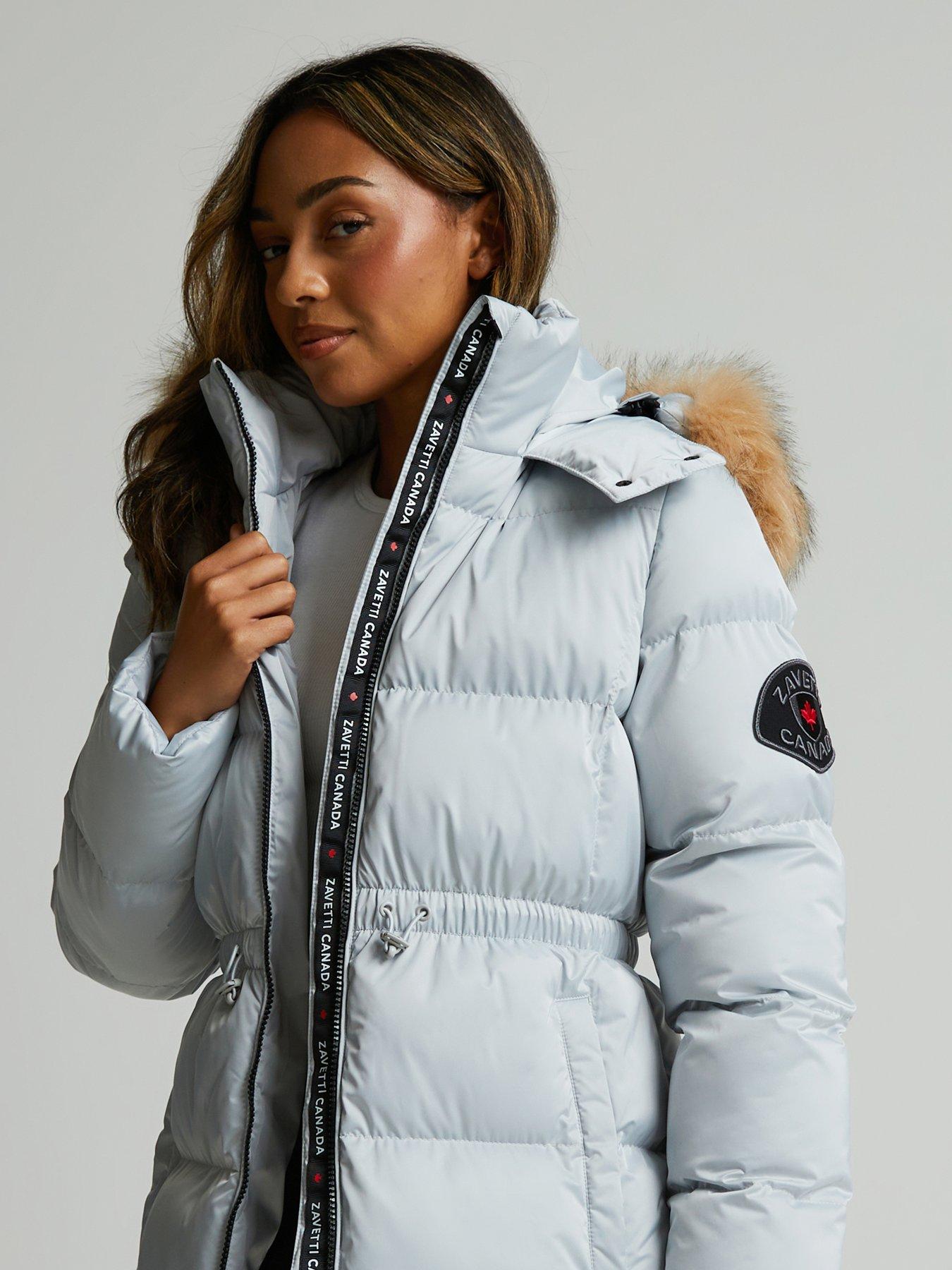 Image 5 of 5 of Zavetti Canada Womens Virna 2.0 Padded Longline Hooded Parka Jacket - Silver