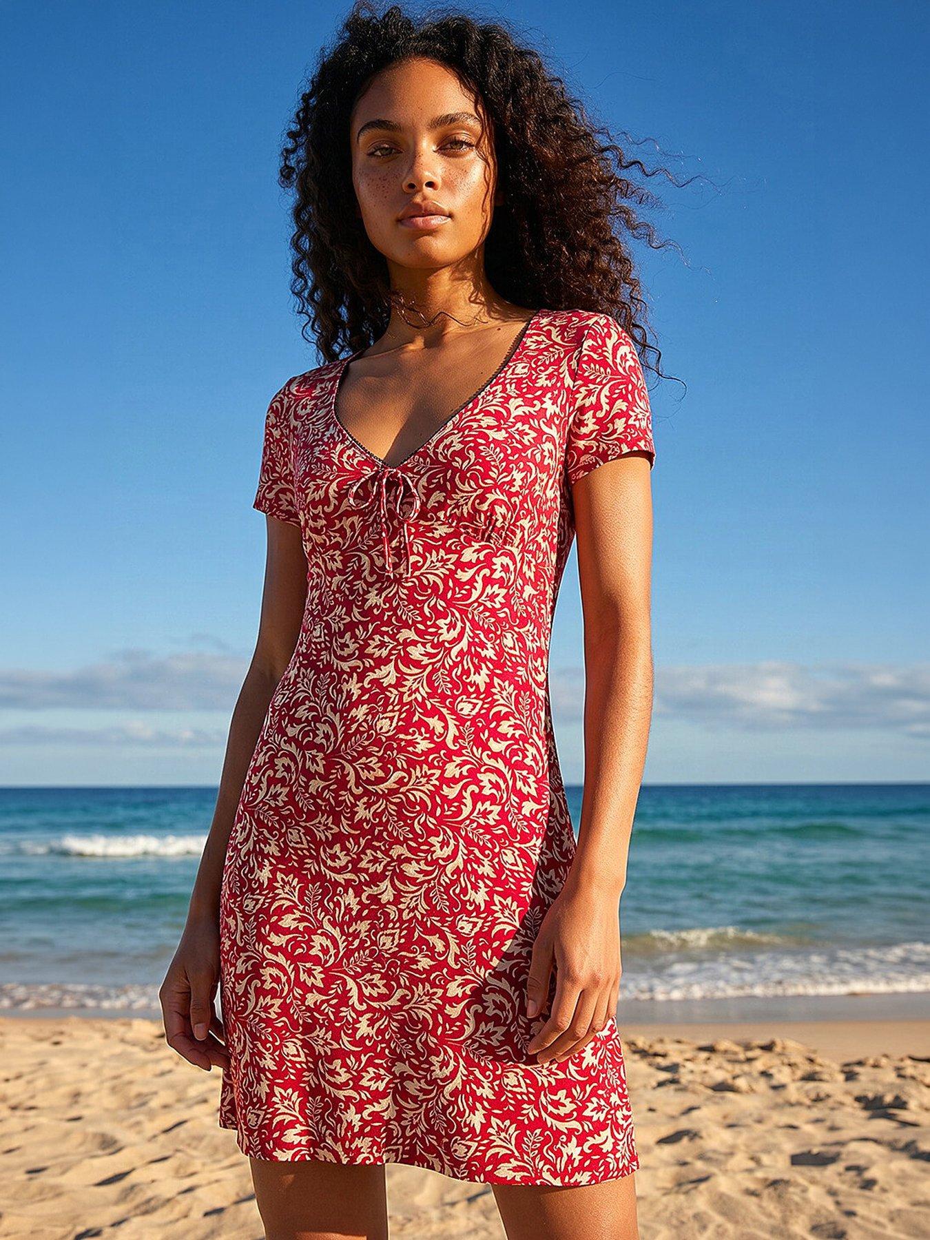 Image 1 of 5 of Roman Dusk Abstract Print Stretch Dress
