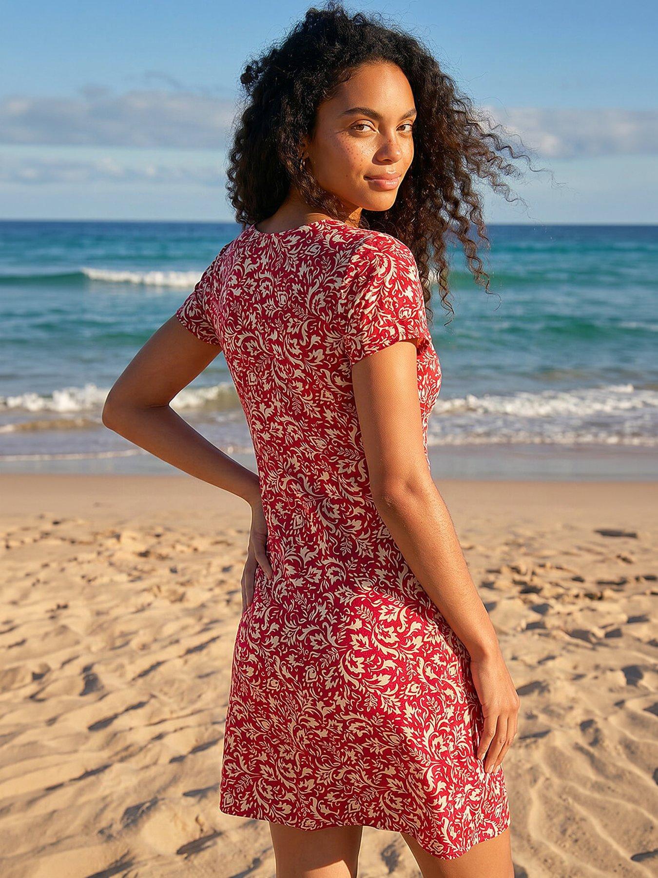 Image 4 of 5 of Roman Dusk Abstract Print Stretch Dress