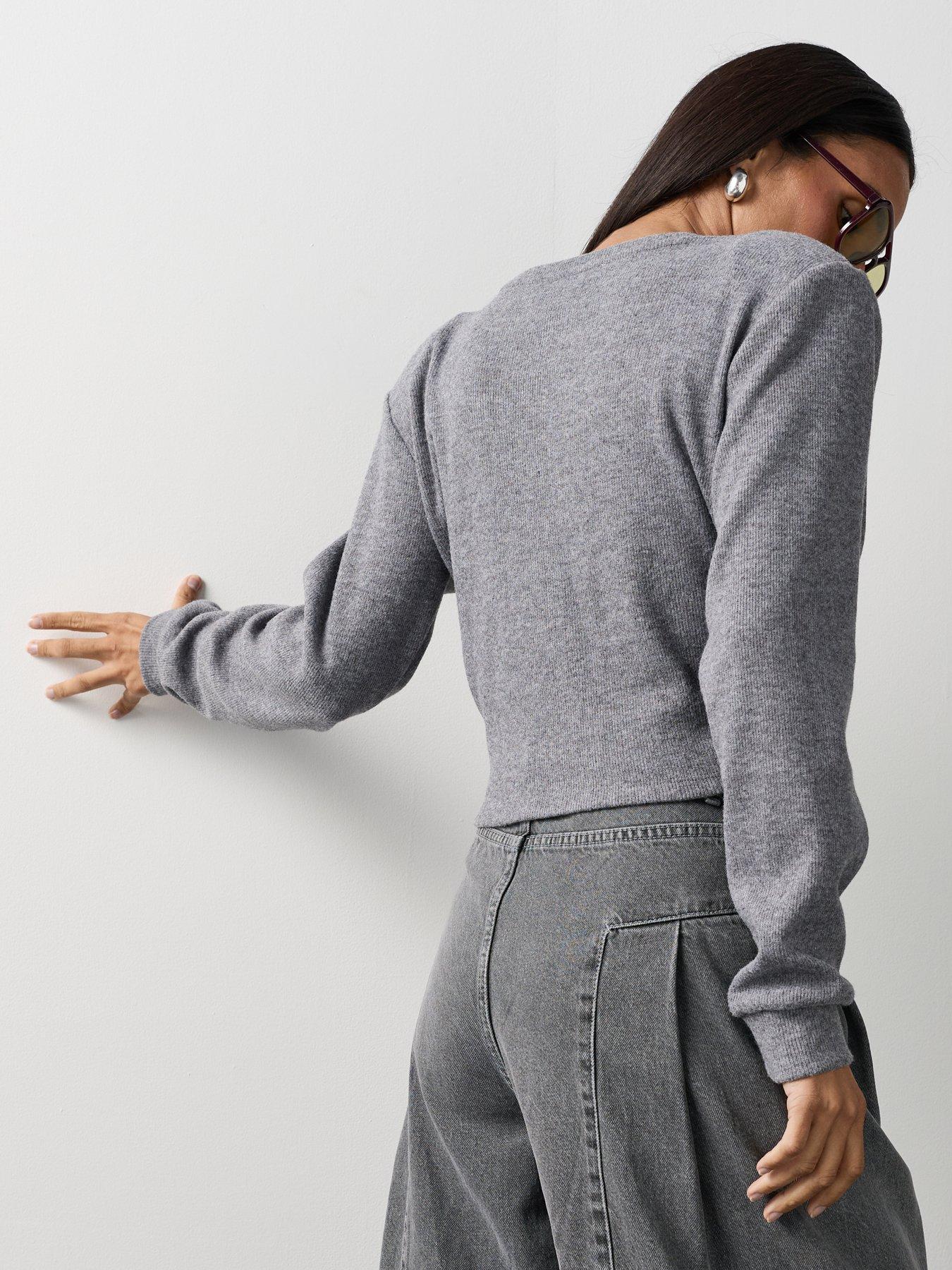 Image 2 of 7 of Michelle Keegan Knot Detail Structured Top - Grey