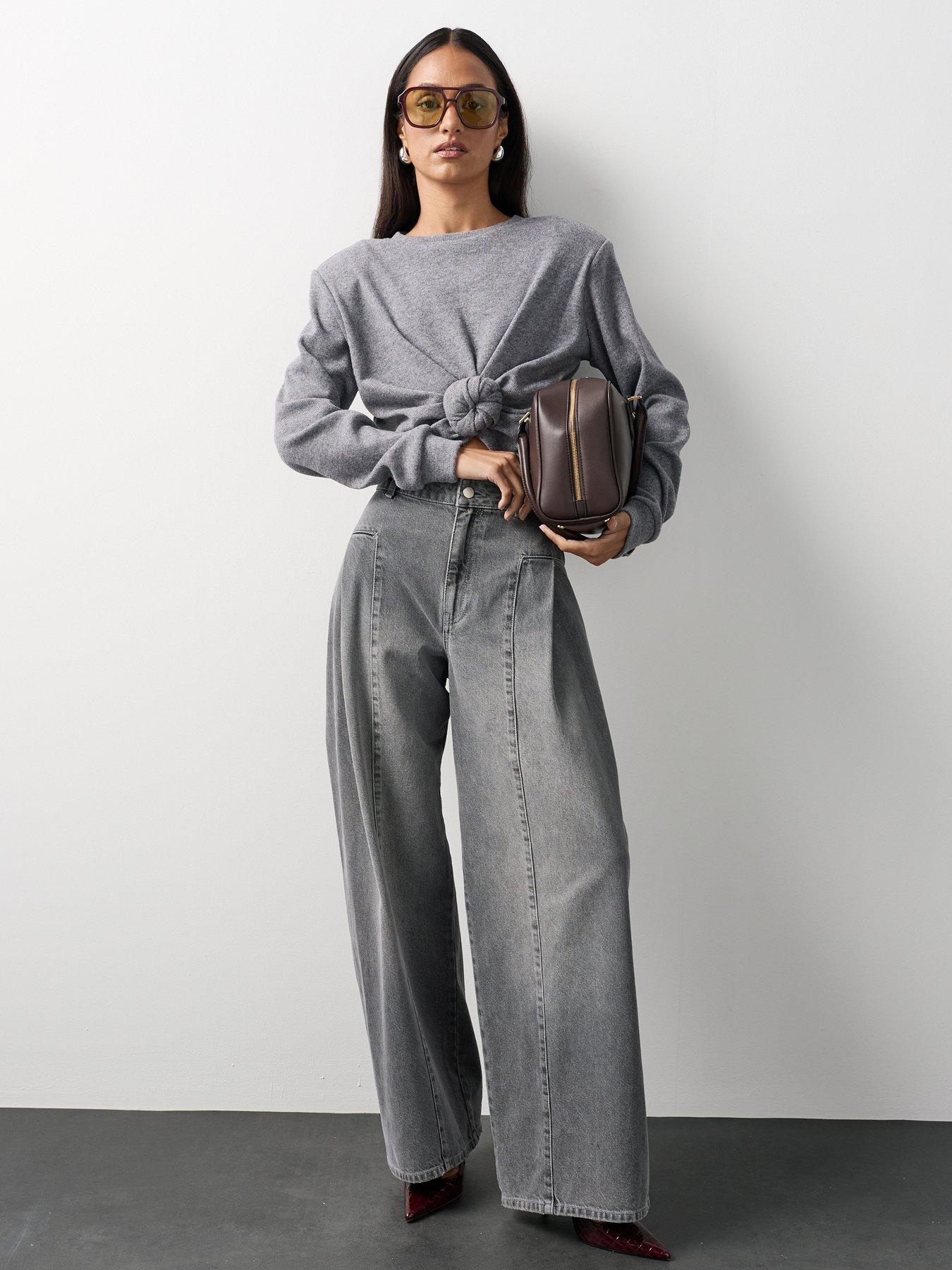Image 3 of 7 of Michelle Keegan Knot Detail Structured Top - Grey